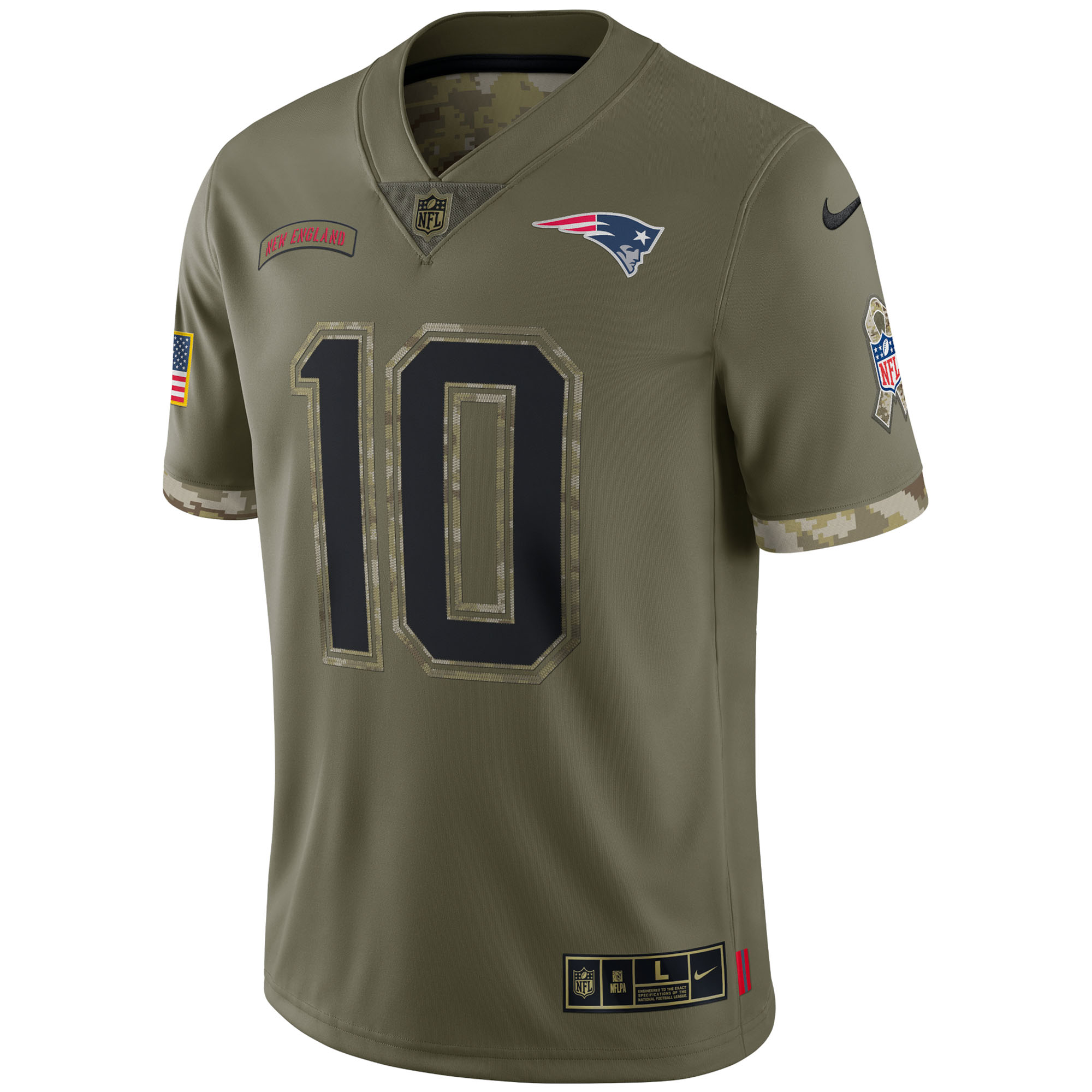 Mac Jones New England Patriots2022 Salute To Service Limited Jersey - Olive