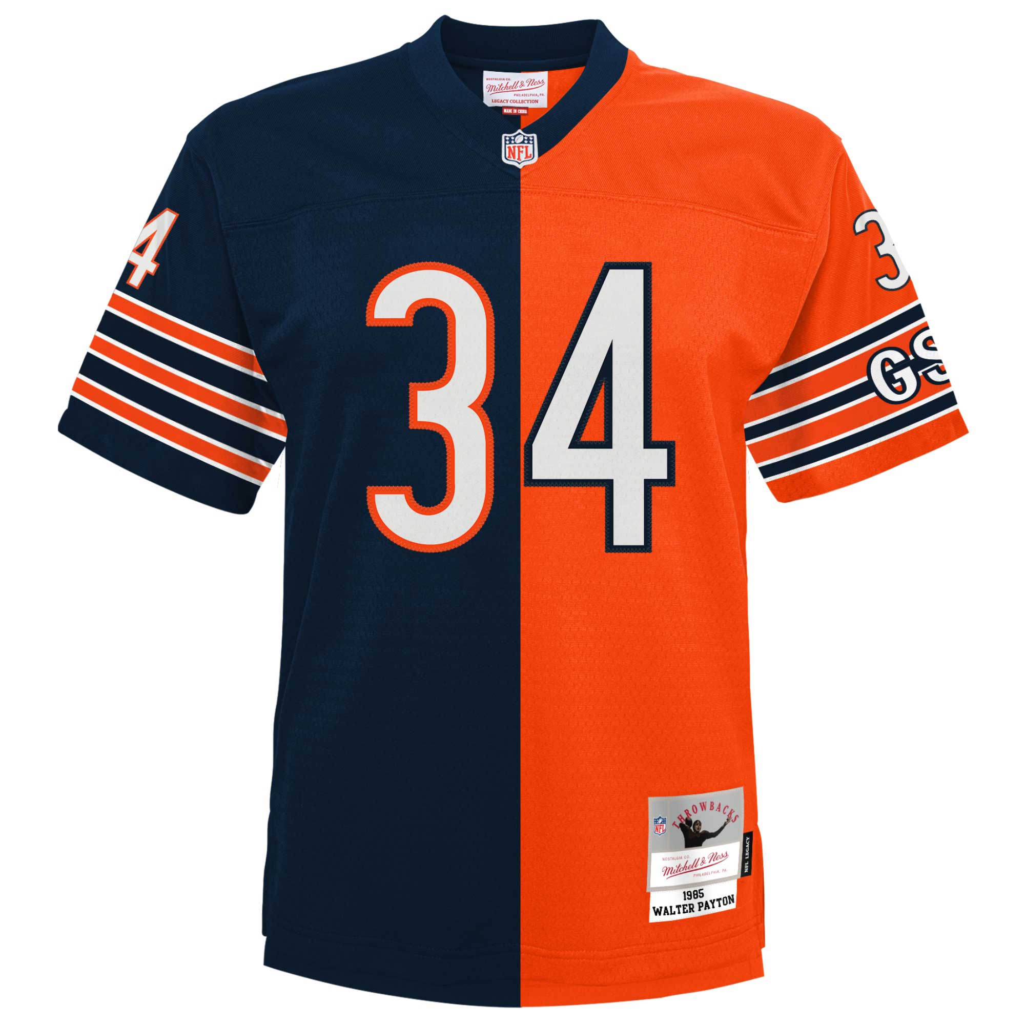 Walter Payton Chicago Bears Mitchell & Ness Youth Split Legacy Jersey - Navy/Orange