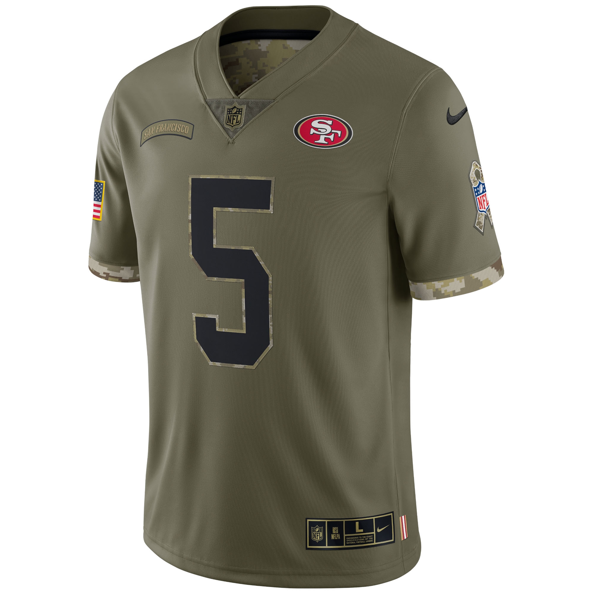 Trey Lance San Francisco 49ers2022 Salute To Service Limited Jersey - Olive