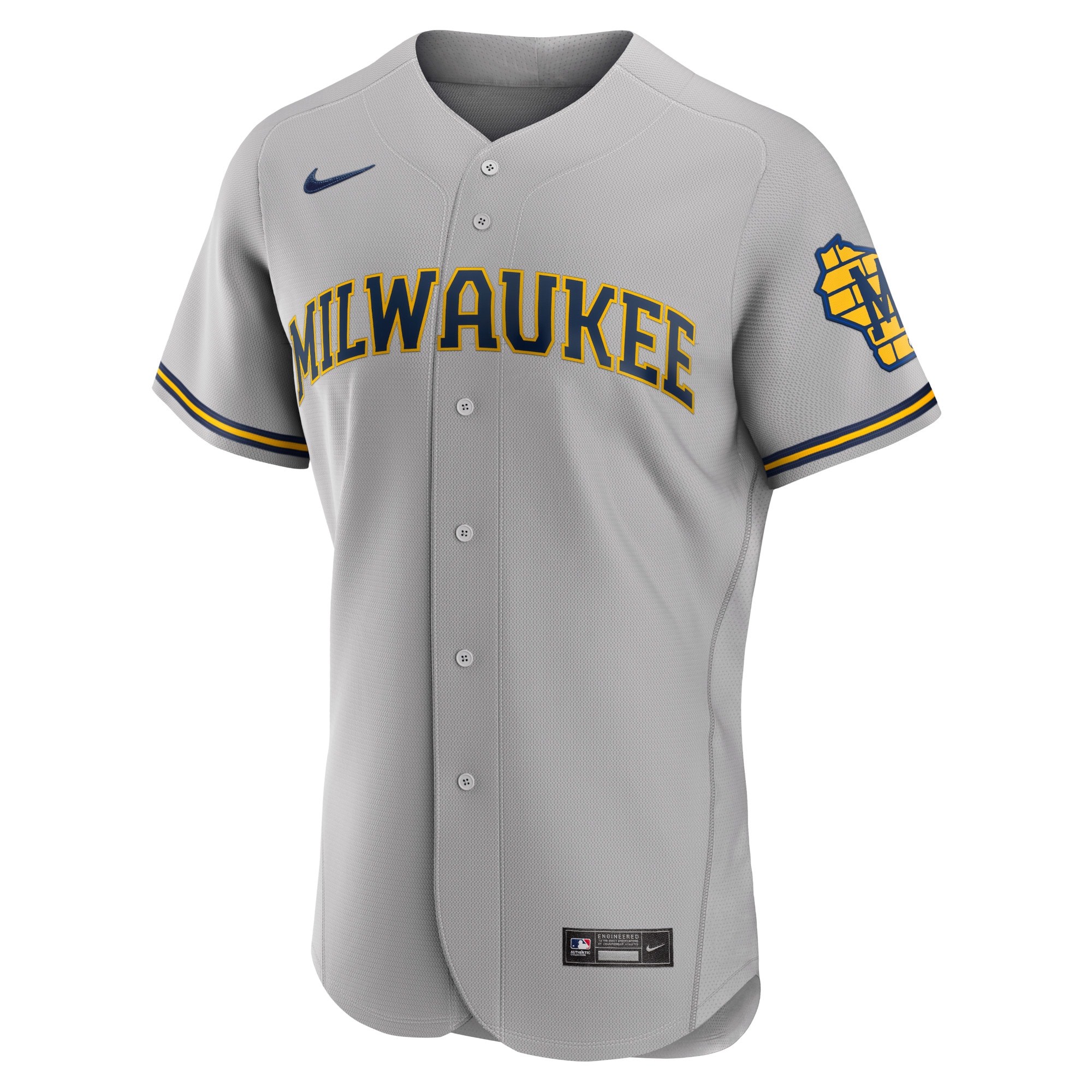 Milwaukee BrewersRoad Authentic Team Logo Jersey - Gray