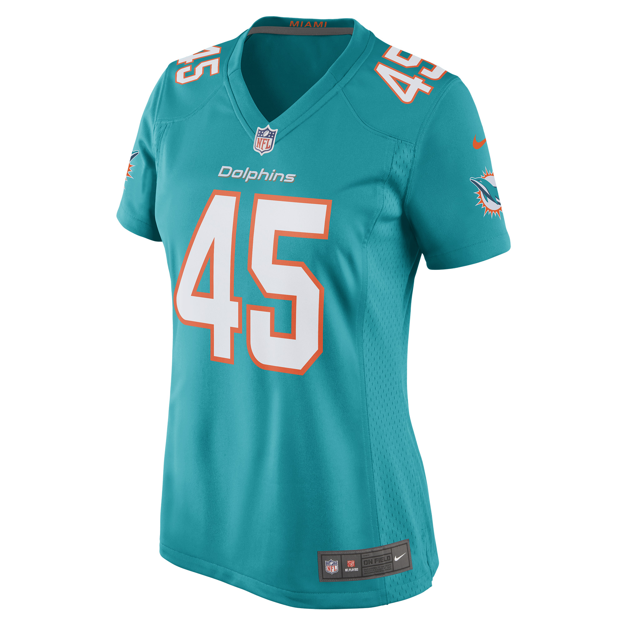 Duke Riley Miami Dolphins Women's Game Jersey - Aqua