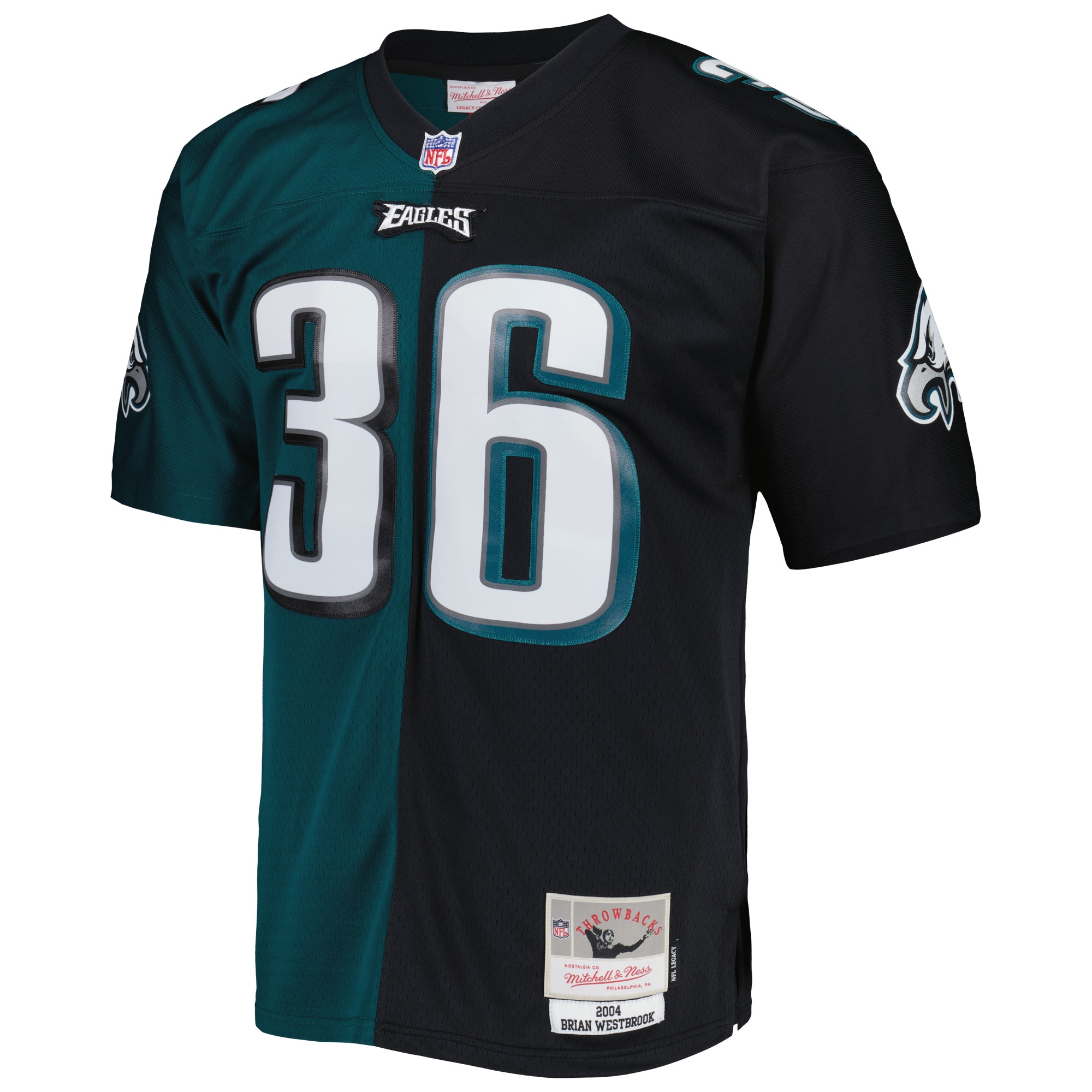 Brian Westbrook Philadelphia Eagles Mitchell & Ness 2004 Split Legacy Replica Jersey - Midnight Green/Black