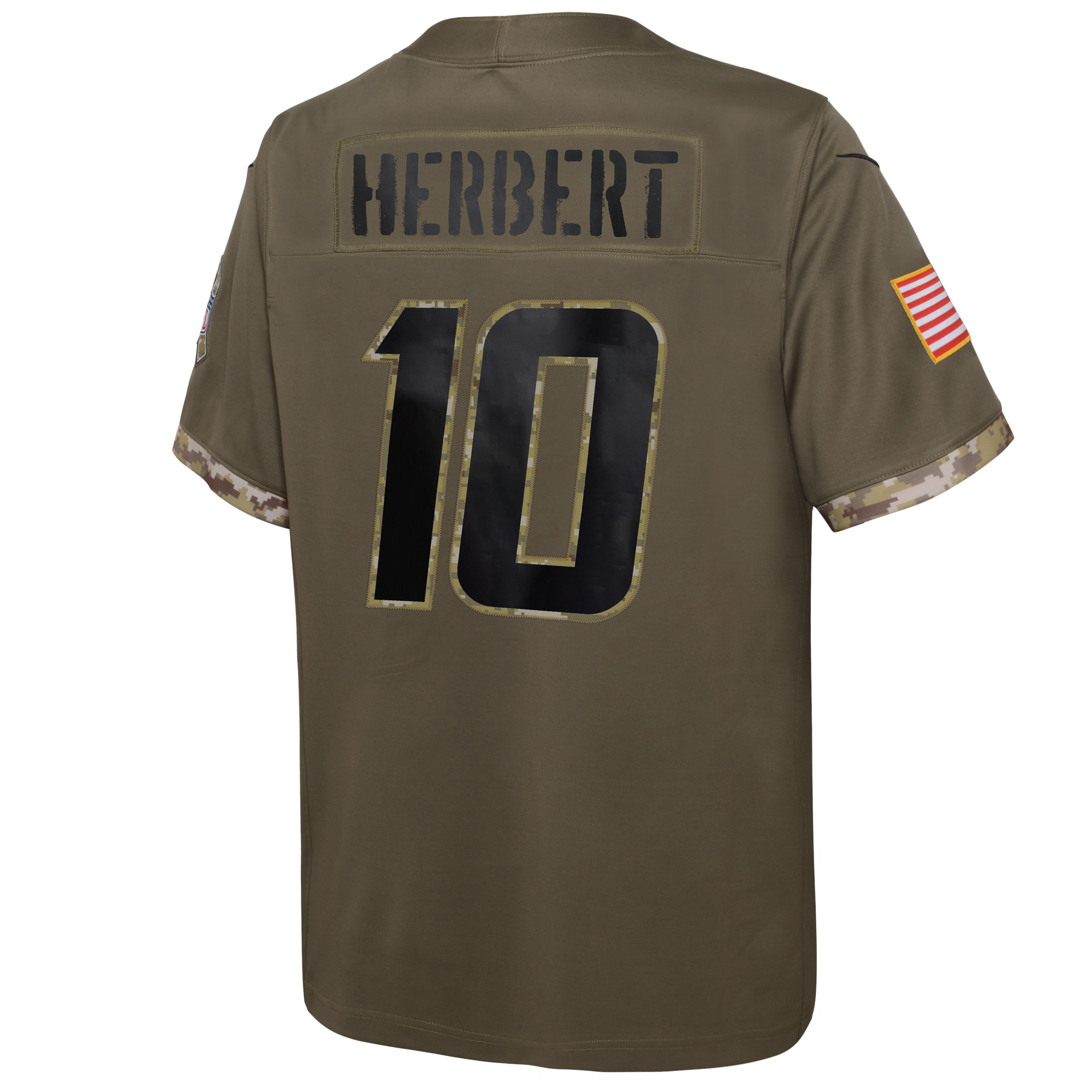 Justin Herbert Los Angeles ChargersYouth 2022 Salute To Service Player Limited Jersey - Olive