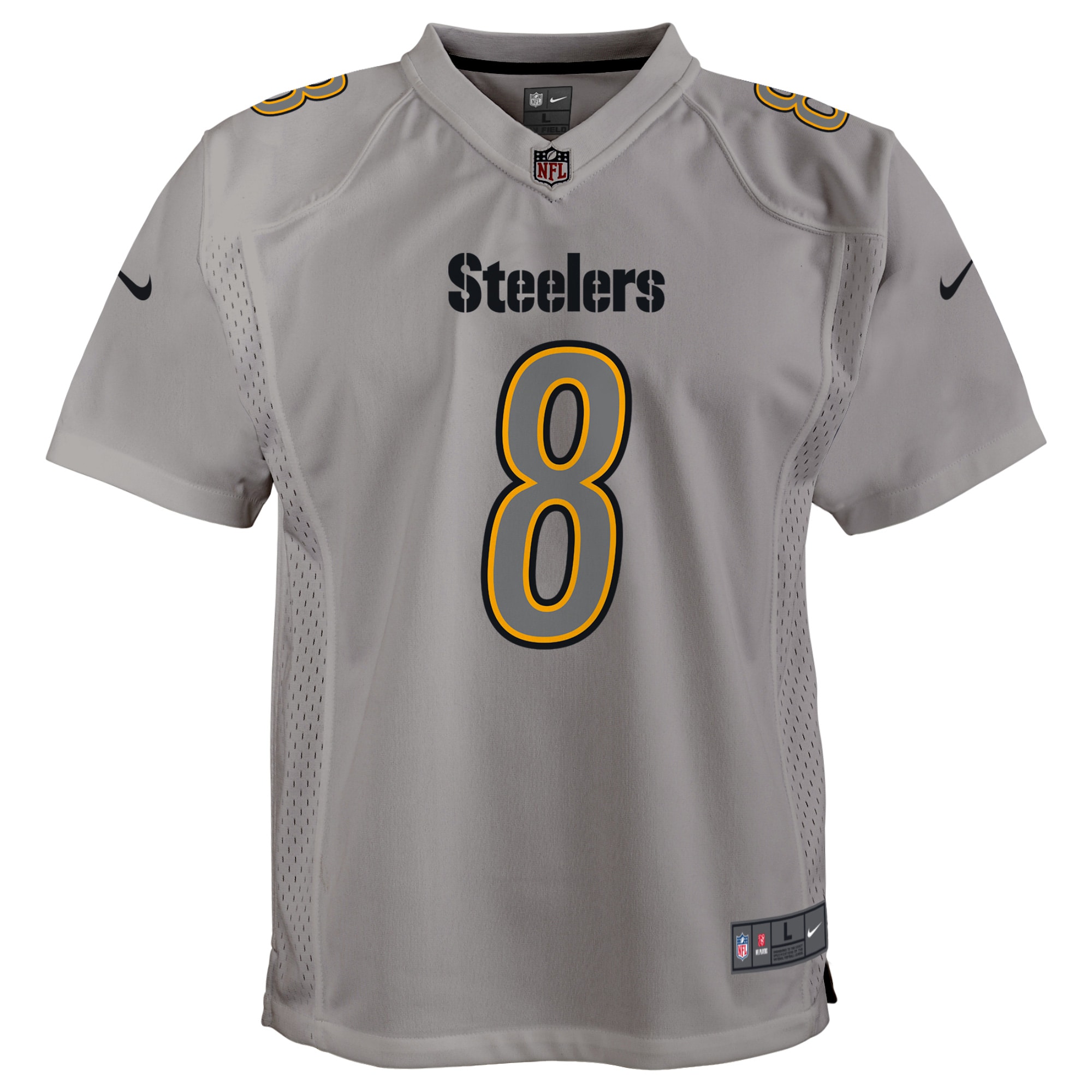 Kenny Pickett Pittsburgh SteelersYouth Atmosphere Game Jersey - Gray