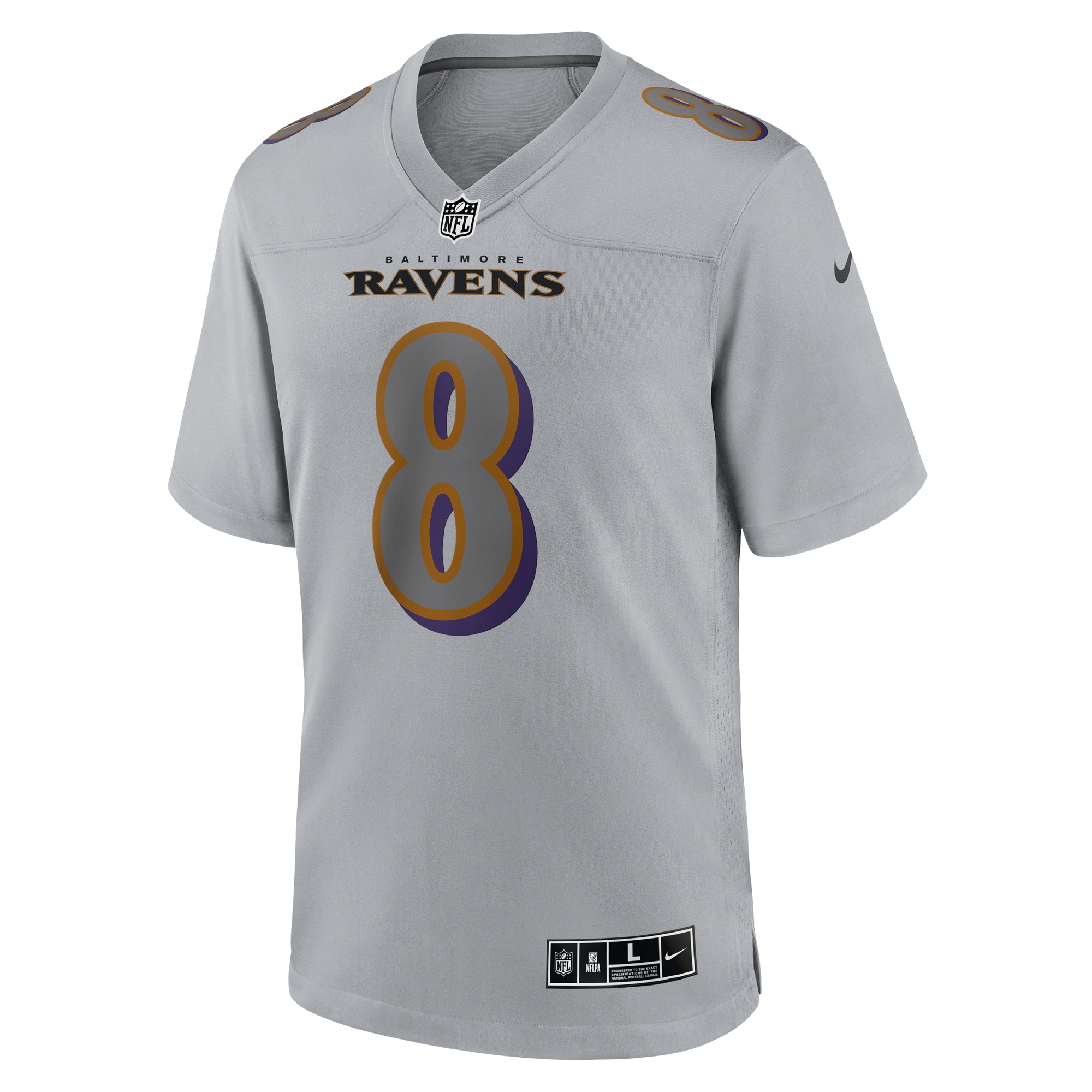 Lamar Jackson Baltimore RavensAtmosphere Fashion Game Jersey - Gray