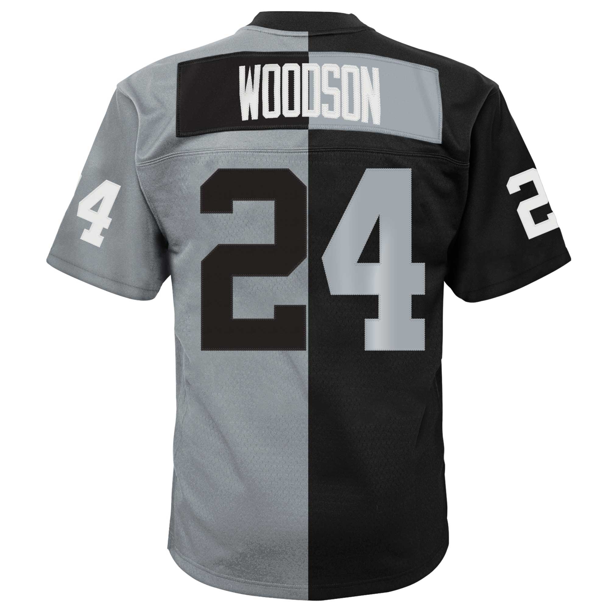 Charles Woodson Las Vegas Raiders Mitchell & Ness Youth Split Legacy Jersey - Black/Silver