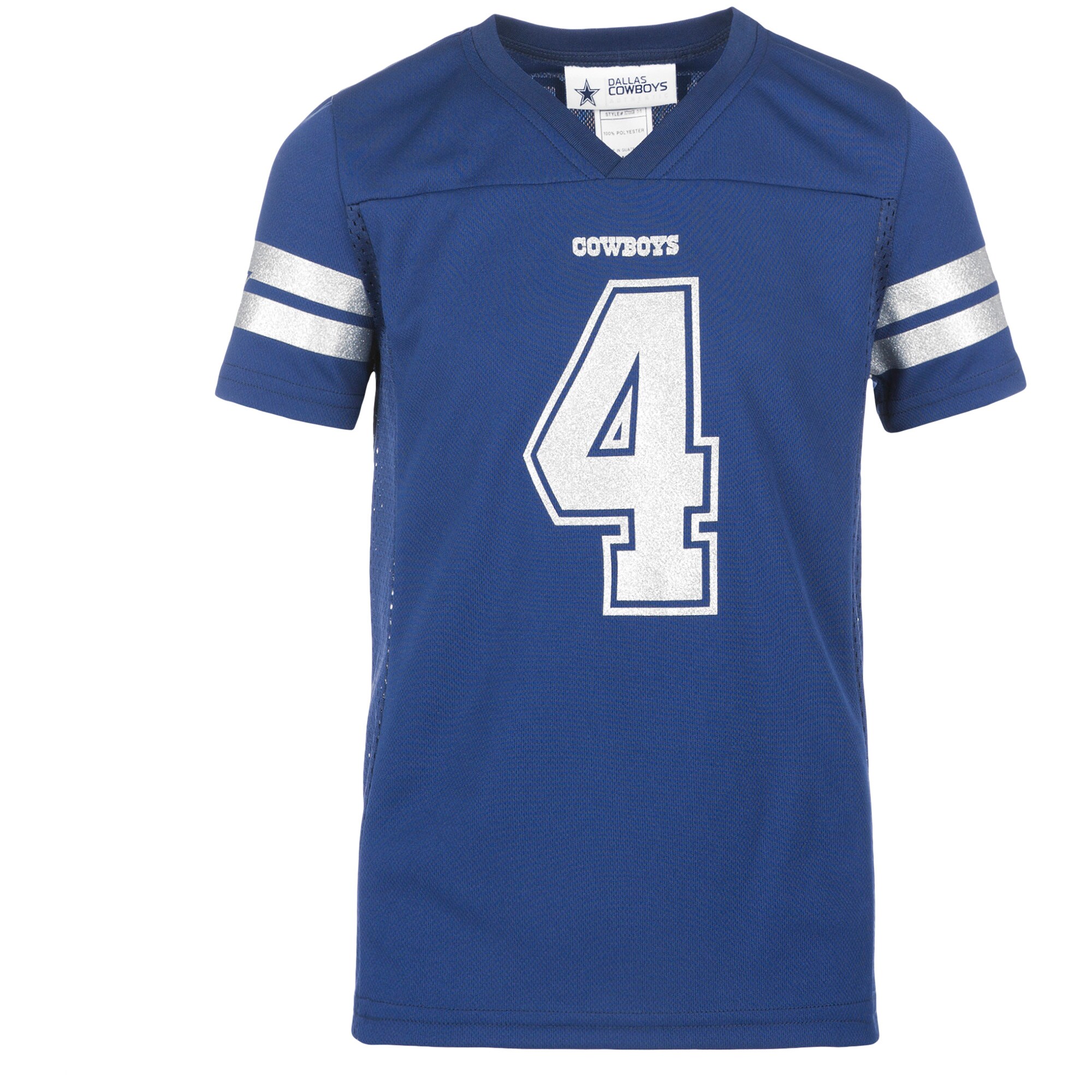 Girls Youth Dak Prescott Navy Dallas Cowboys Glitter Jersey