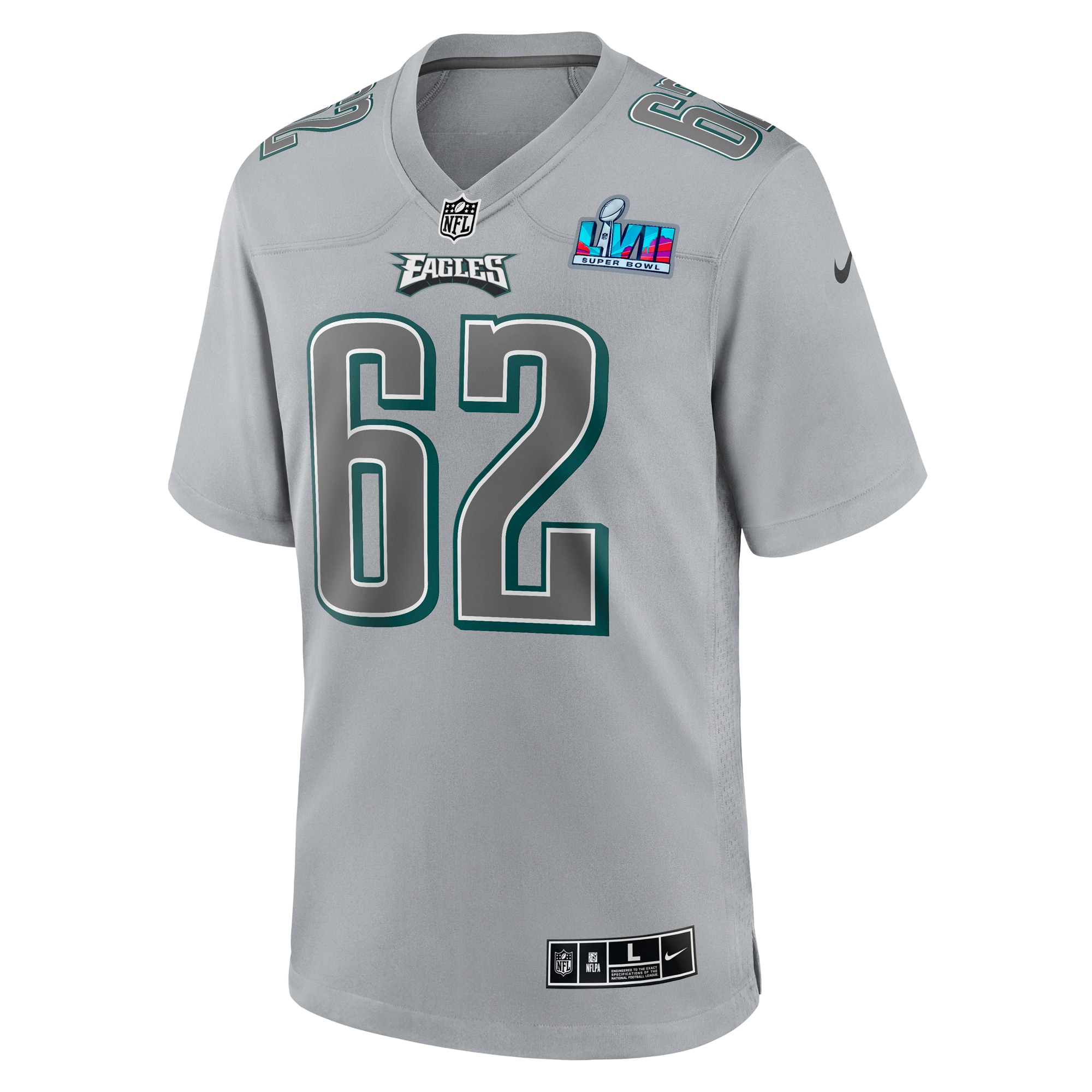 Jason Kelce Philadelphia EaglesSuper Bowl LVII Patch Atmosphere Fashion Game Jersey - Gray