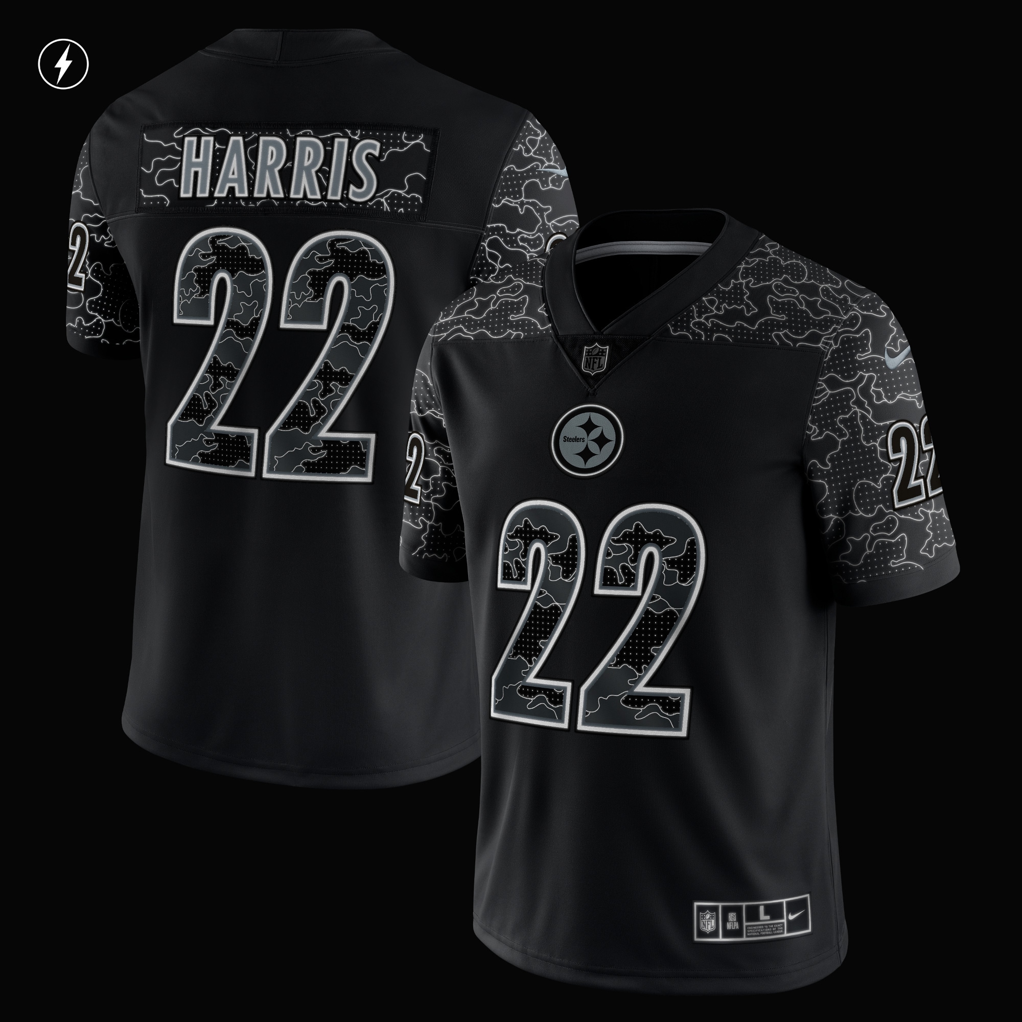 Najee Harris Pittsburgh SteelersRFLCTV Limited Jersey - Black