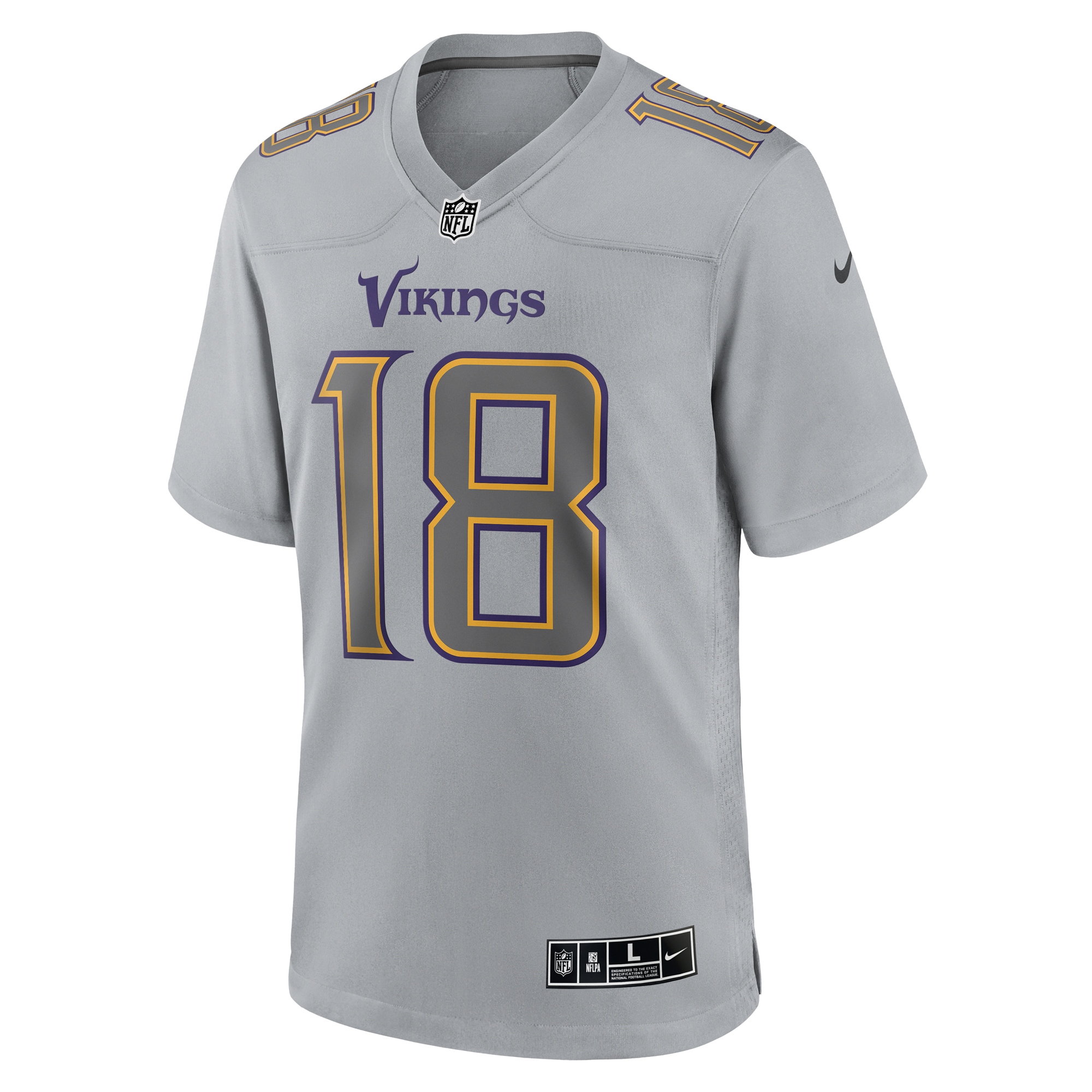 Justin Jefferson Minnesota VikingsAtmosphere Fashion Game Jersey - Gray