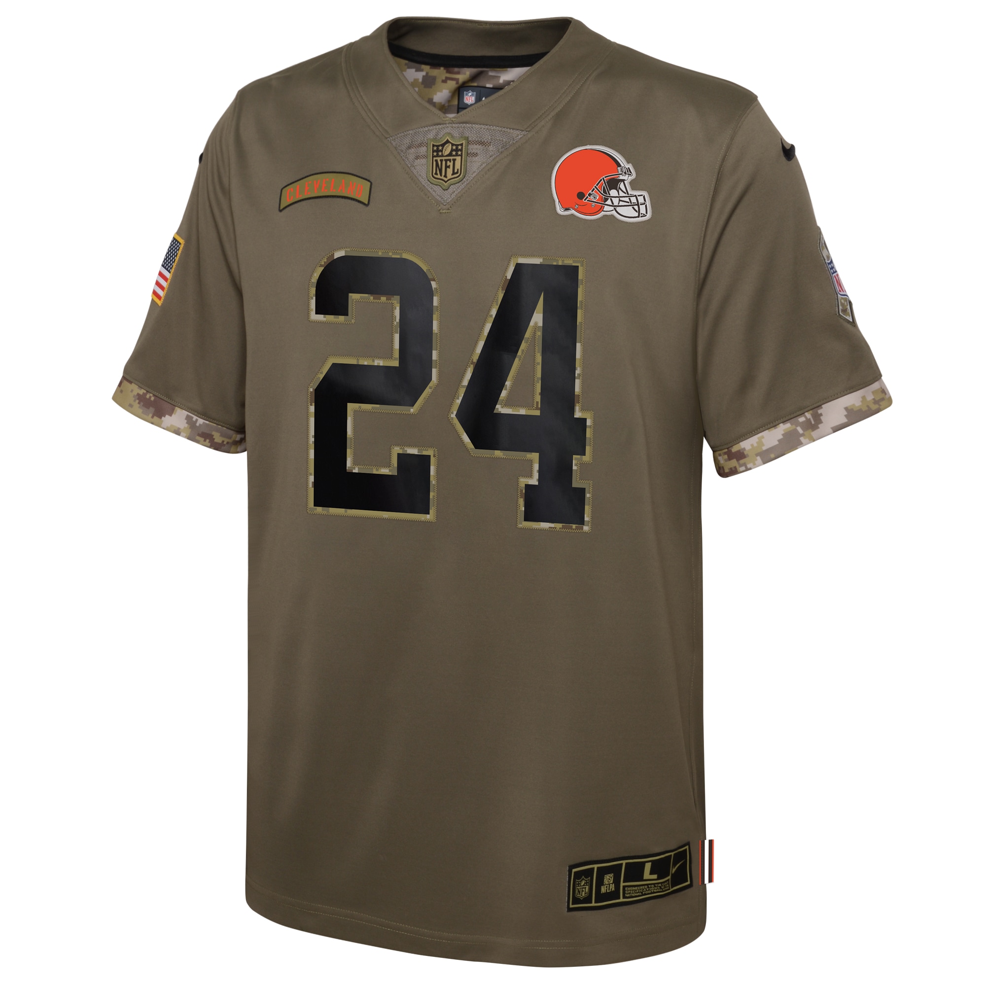 Nick Chubb Cleveland BrownsYouth 2022 Salute To Service Player Limited Jersey - Olive