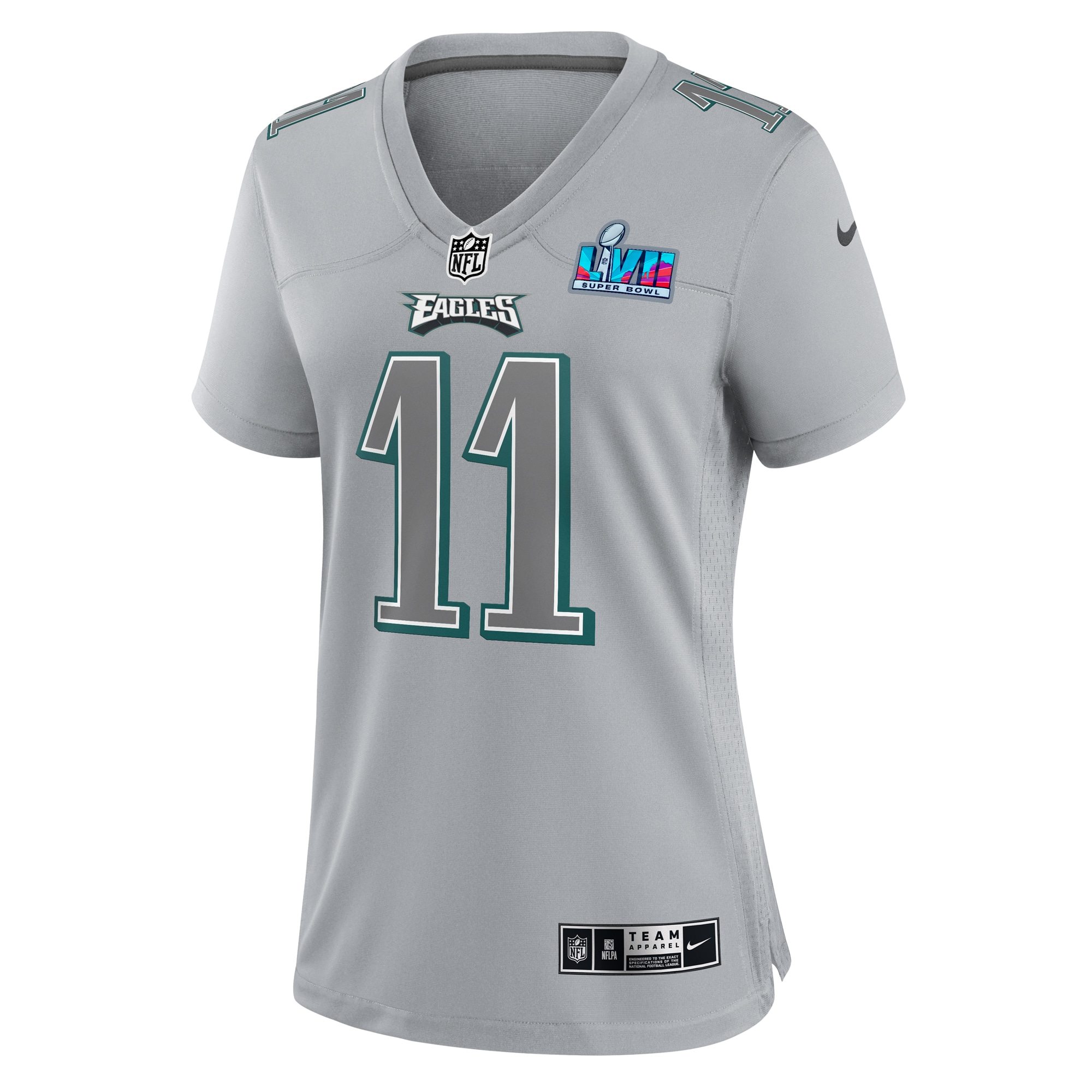 A.J. Brown Philadelphia Eagles Women's Super Bowl LVII Patch Atmosphere Fashion Game Jersey - Gray