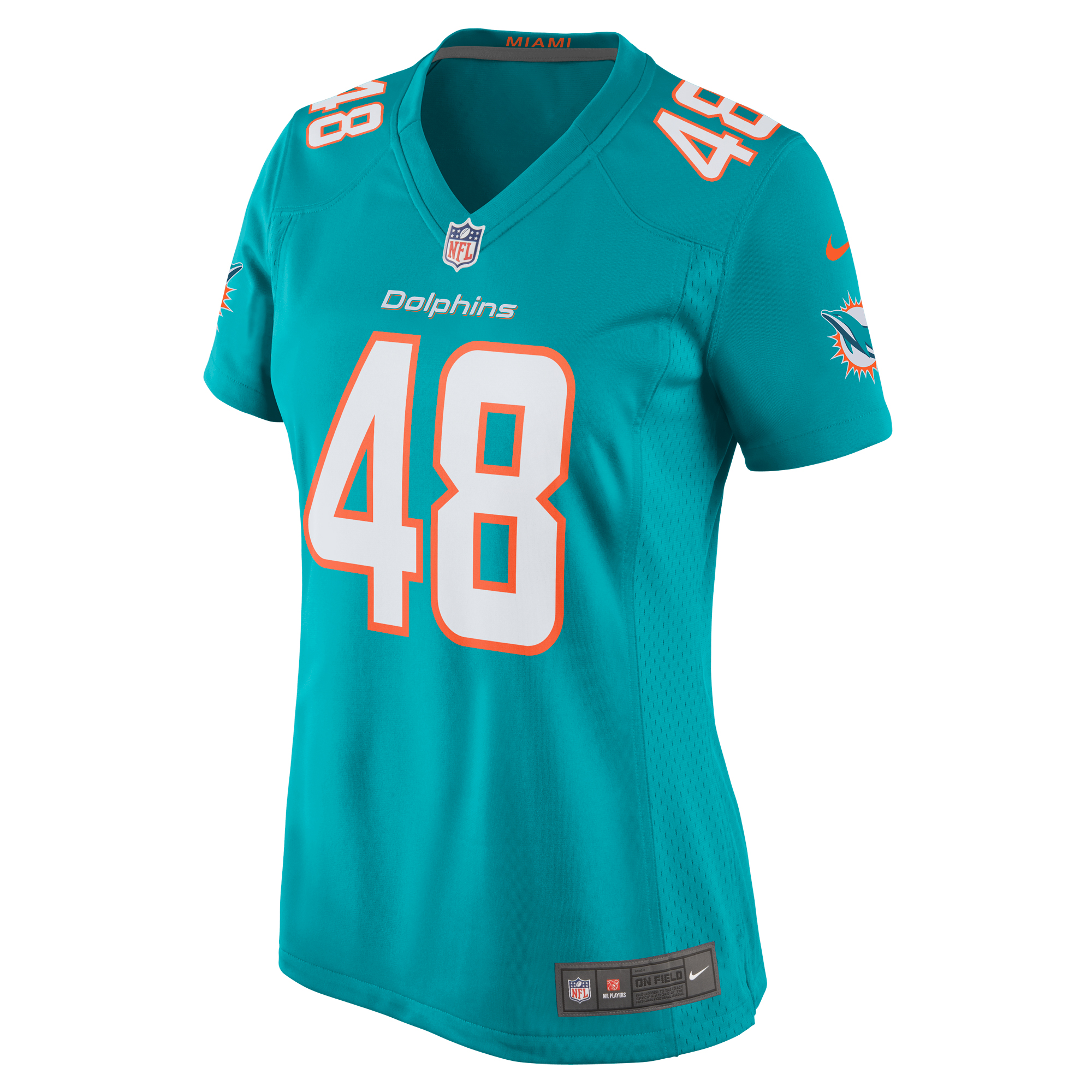 Jake Bargas Miami Dolphins Women's Home Game Player Jersey - Aqua