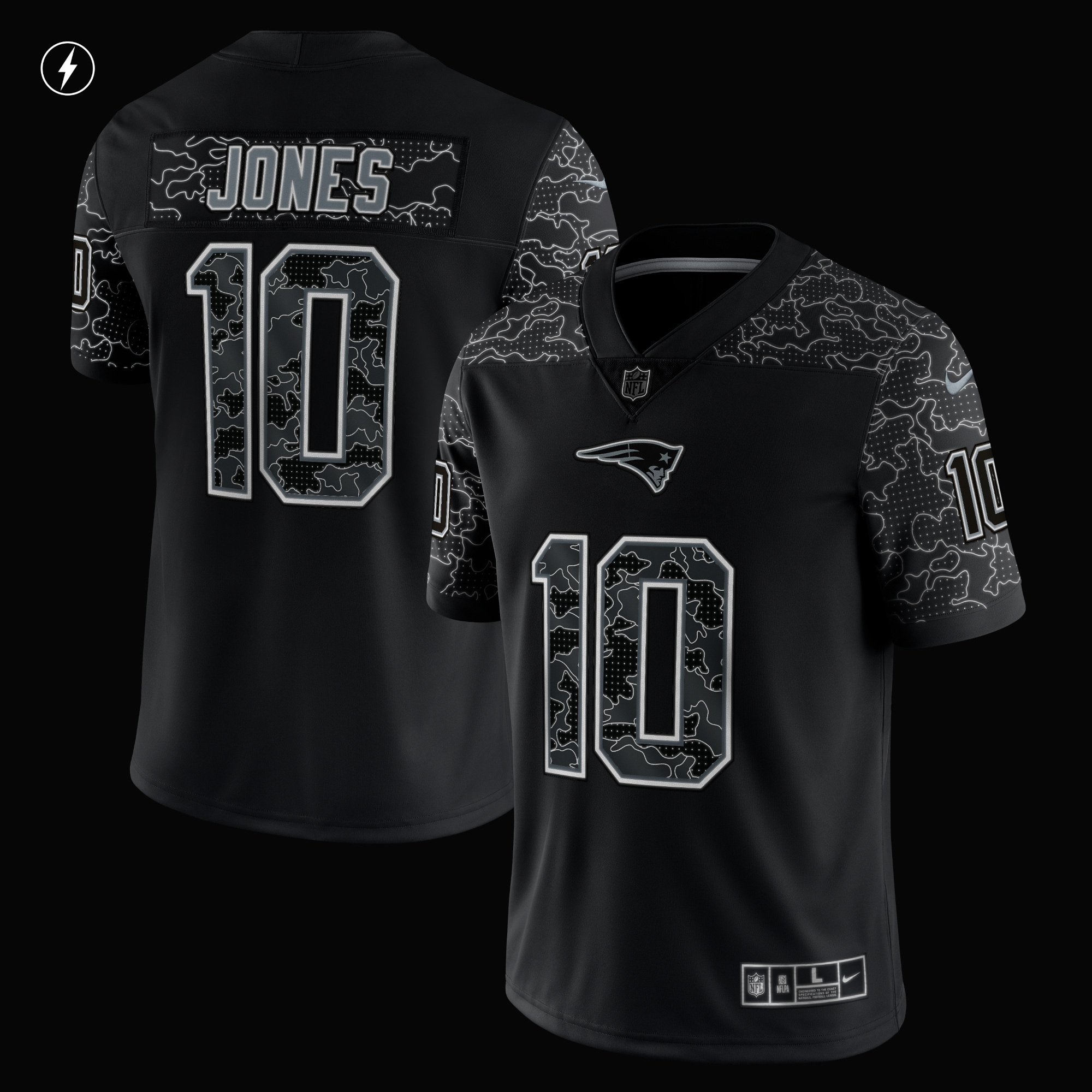 Mac Jones New England PatriotsRFLCTV Limited Jersey - Black