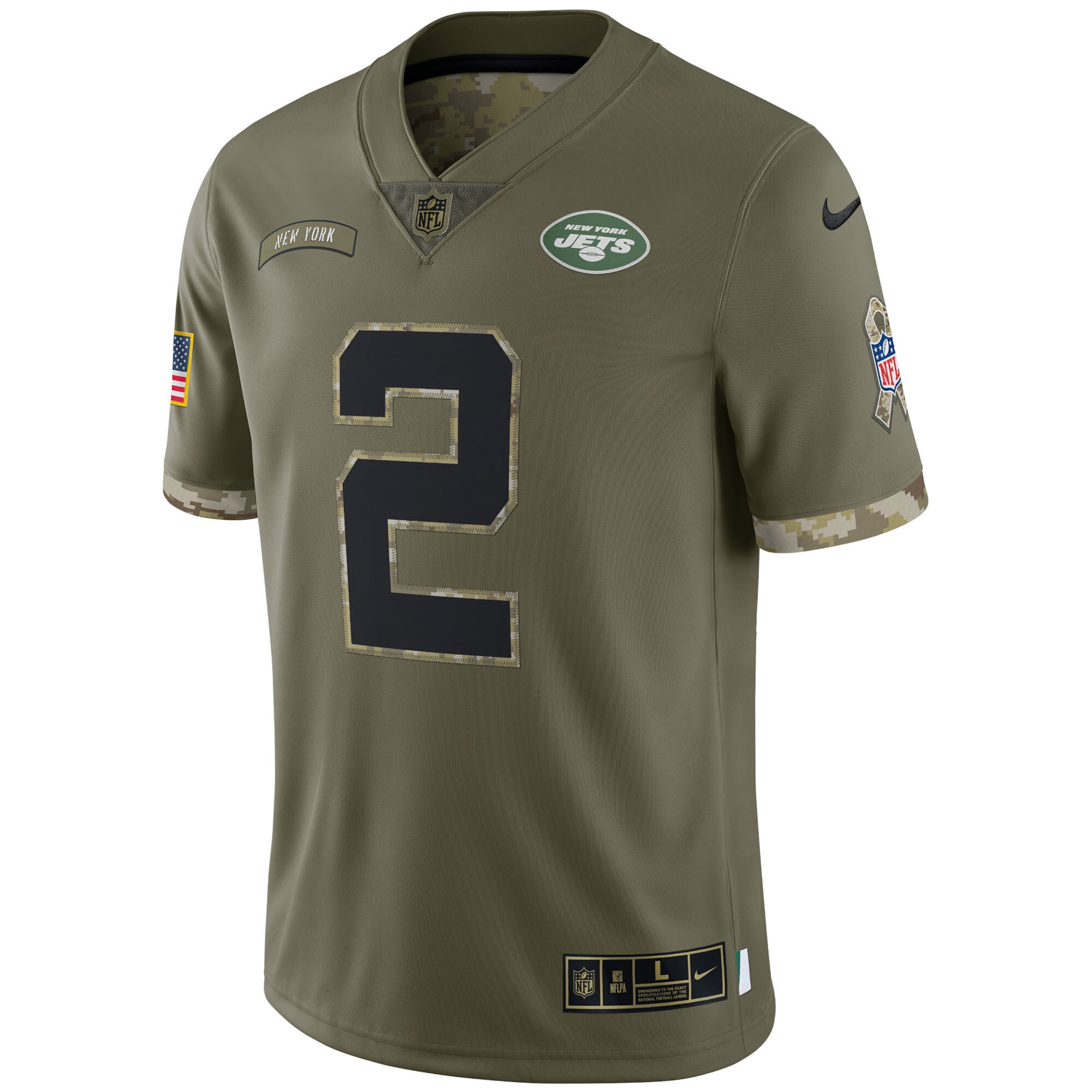 Zach Wilson New York Jets2022 Salute To Service Limited Jersey - Olive