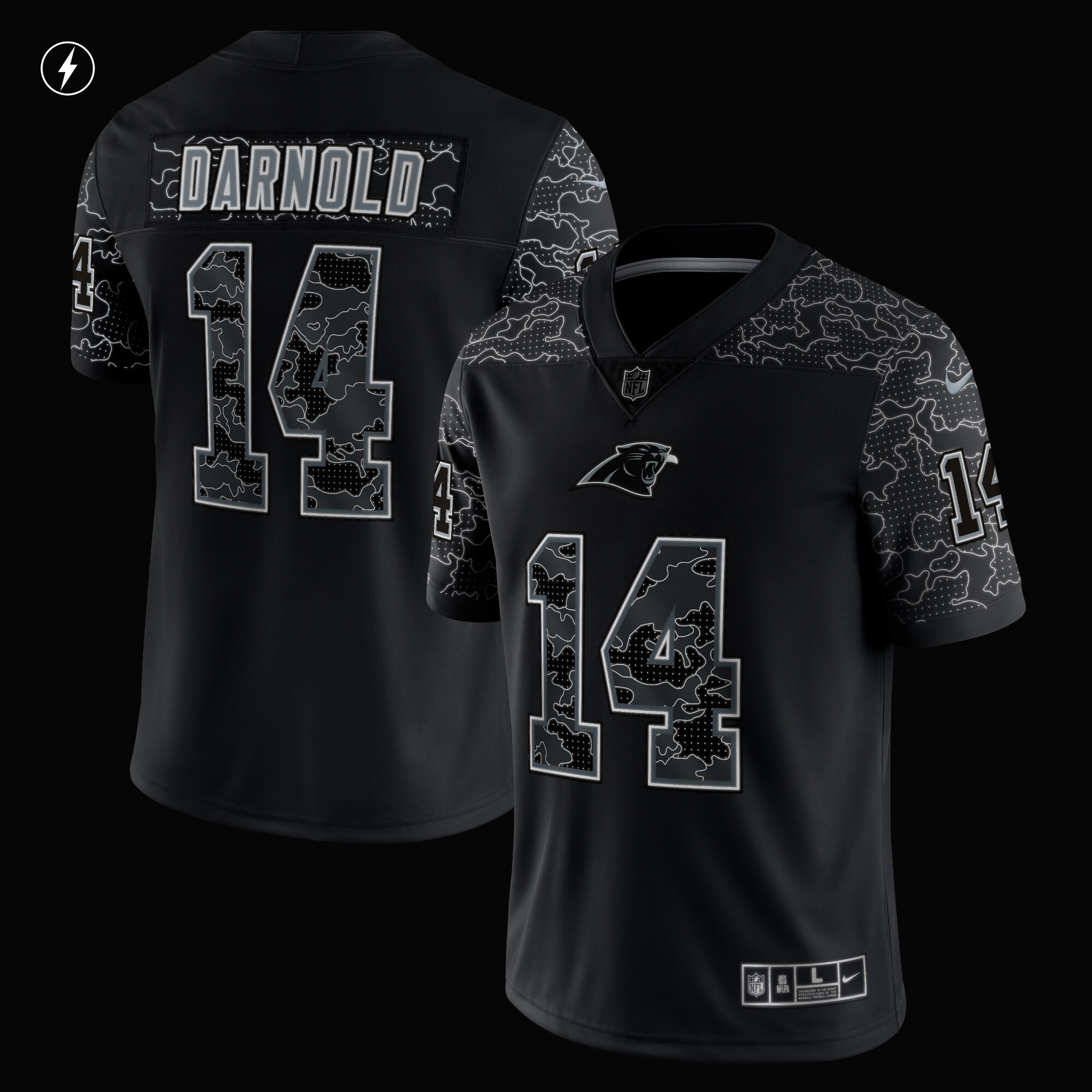 Sam Darnold Carolina PanthersRFLCTV Limited Jersey - Black