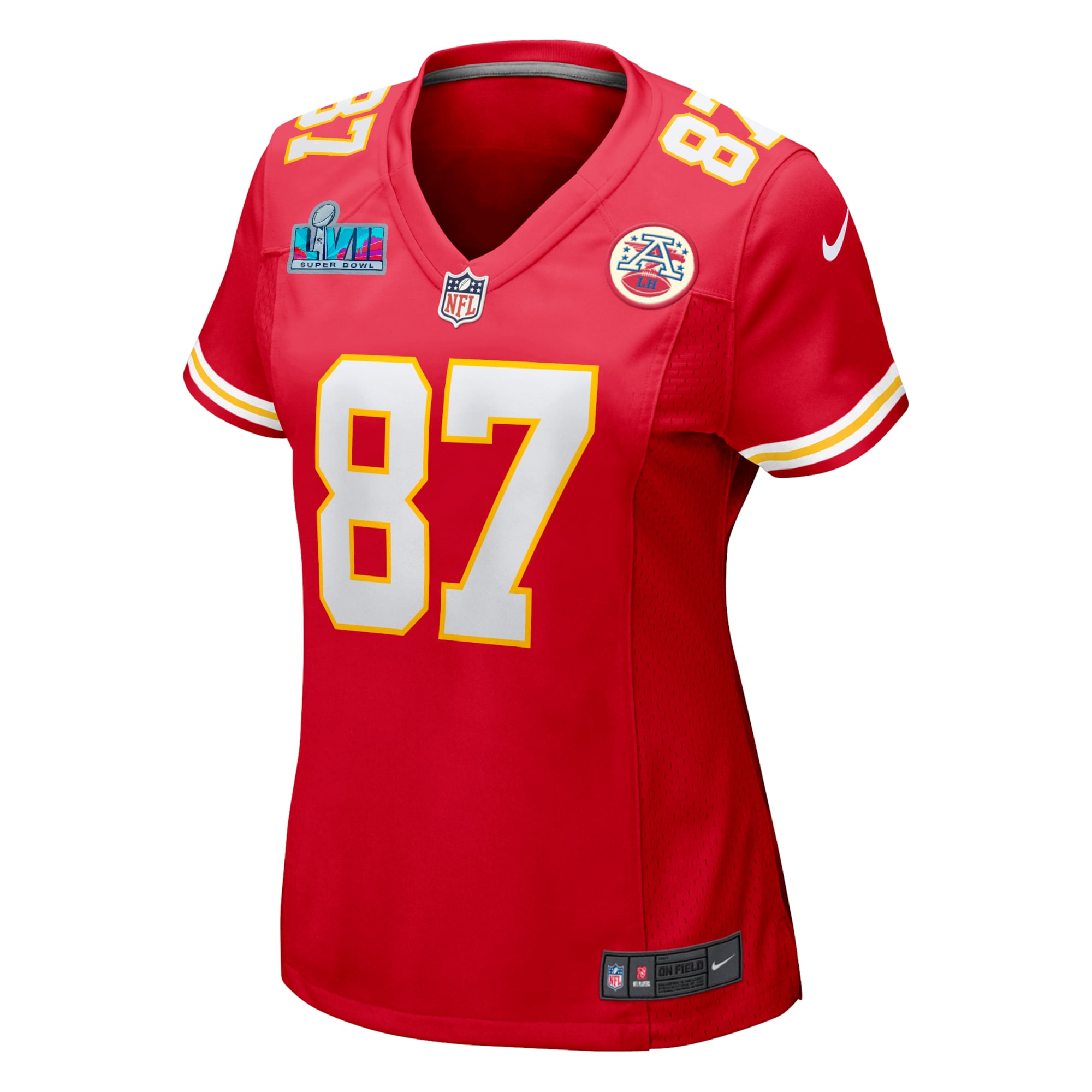 Travis Kelce Kansas City Chiefs Women's Super Bowl LVII Patch Game Jersey - Red
