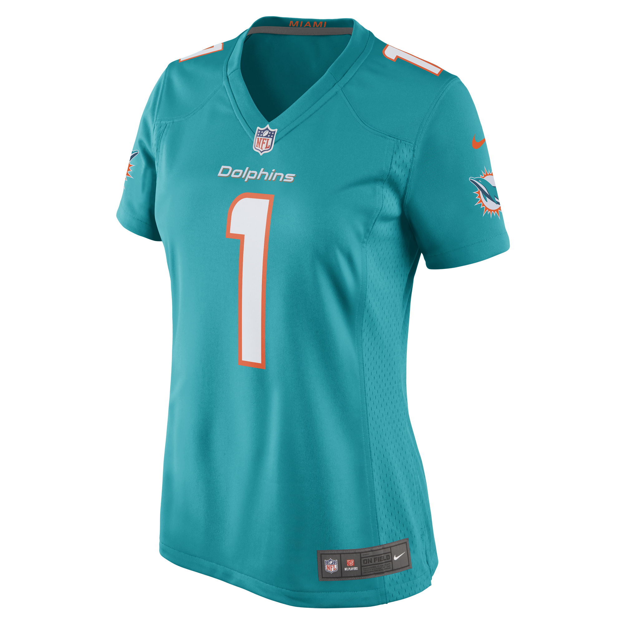 Number 1 Mom Miami Dolphins Women's Game Jersey - Aqua