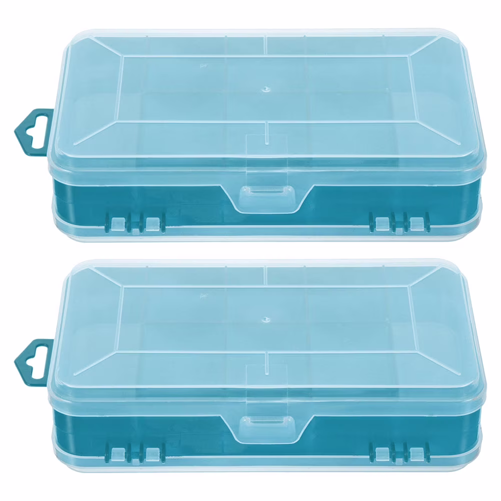2 Pcs Small Parts Container Plastic Storage Containers Storage Box Green 18.00X9.00X4.00CM