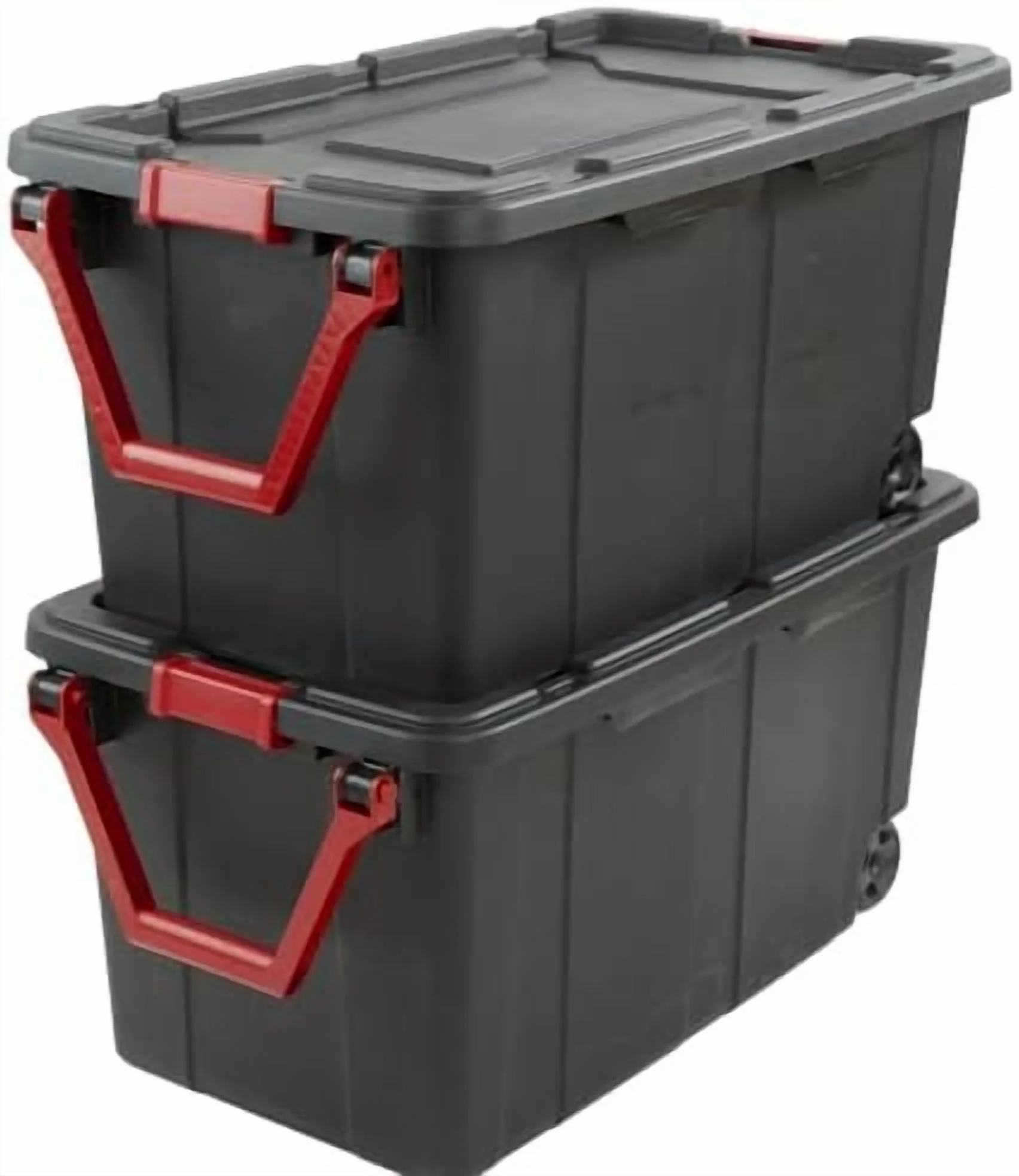 Black 40 Gallon Wheeled Plastic Storage Container with Handle, 2 Pack$$Office