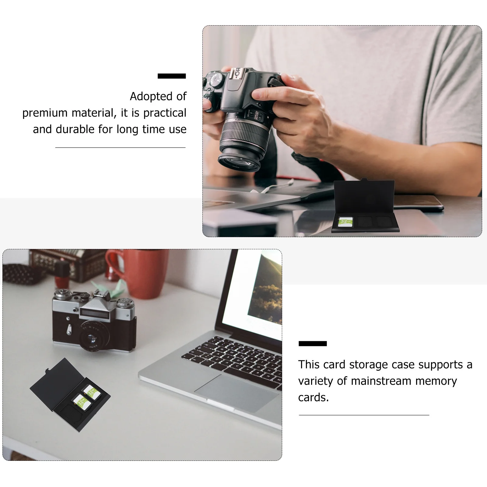 2pcs Storage Box Storage Case for Memory Anti-shock Holder (Black)