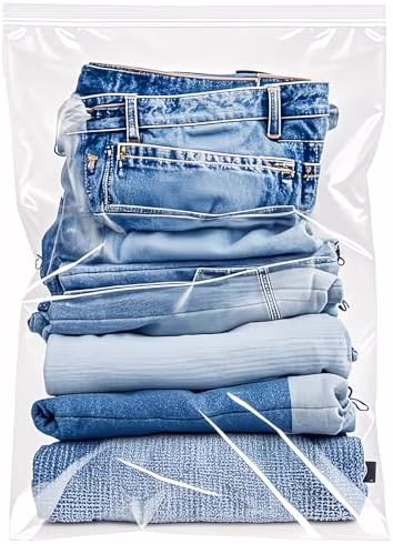 Large 5 Gallon Plastic Storage Bags (10 Pack) - 18" x 24", 2.4 Mil Thick, Resealable Clear Zipper Bags for Clothes, Travel & Moving