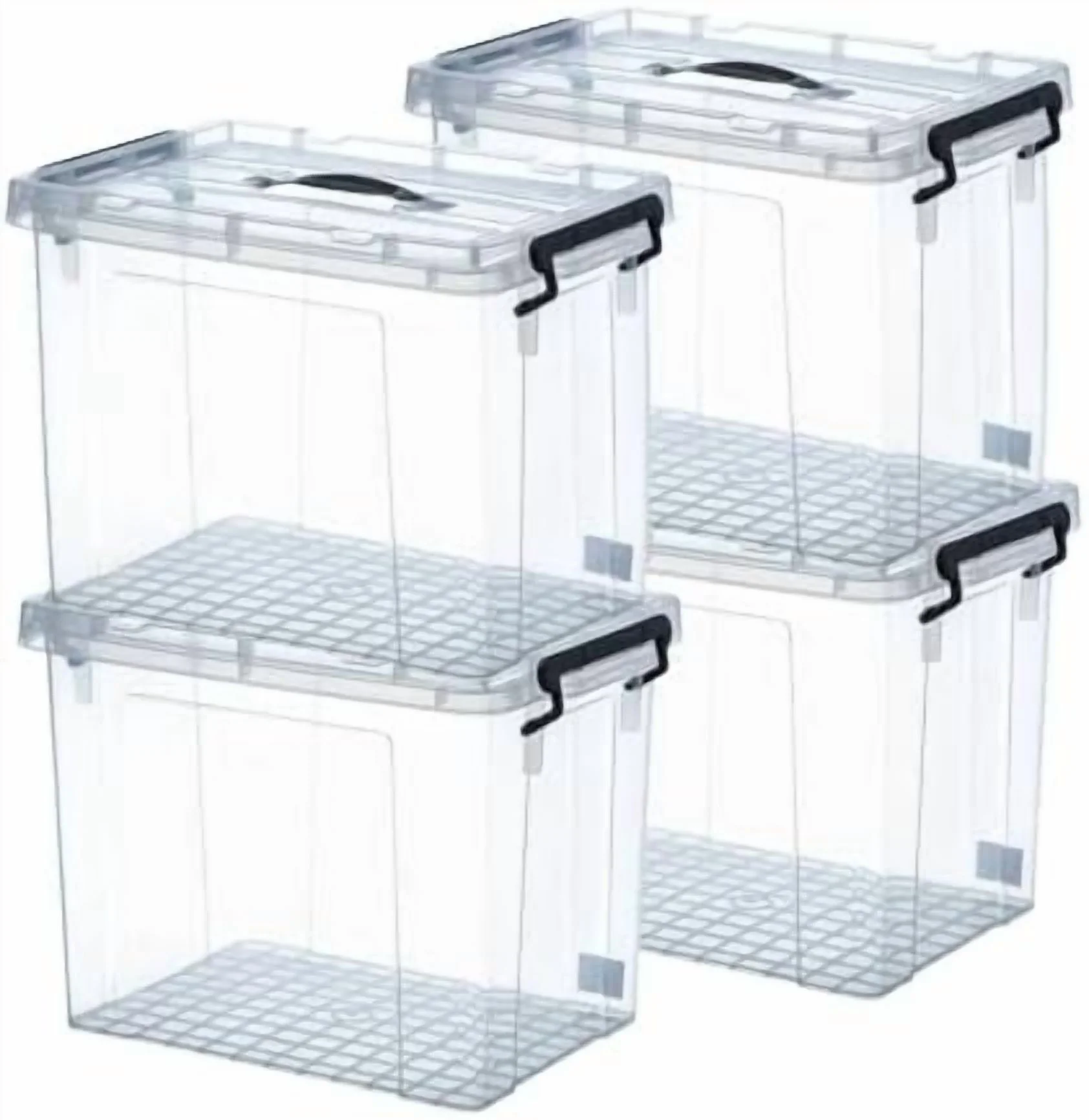 100 Quart (4-Pack) Clear Storage Bins with Lids - Heavy Duty Stackable Plastic Organizing Containers, BPA-Free Secure Latches & Pull Handles for Home, Office, Closet, Bathroom