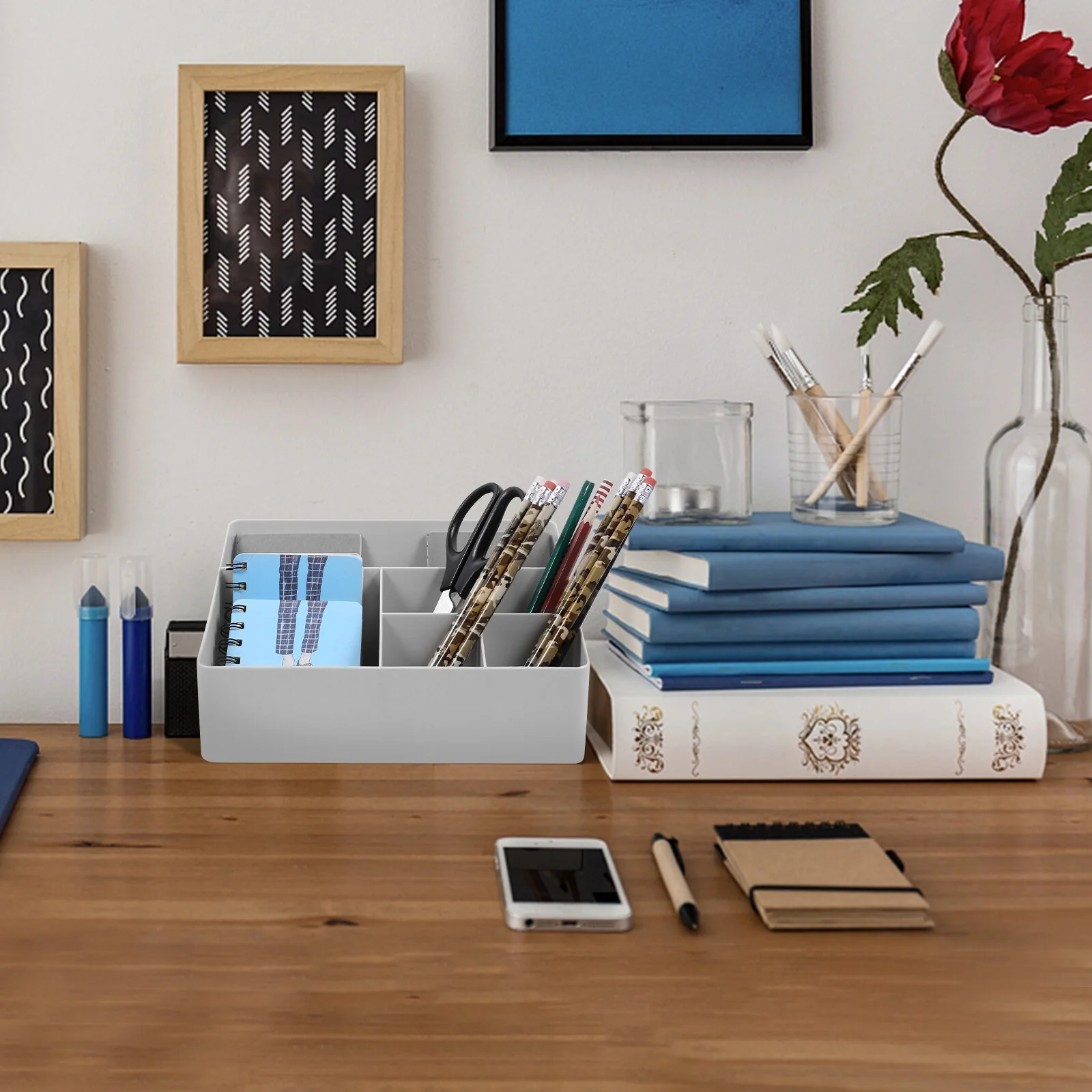 Cosmetic Storage Box Household Slippers Indoor Clear for Plants Artificial Succulent Travel Grey