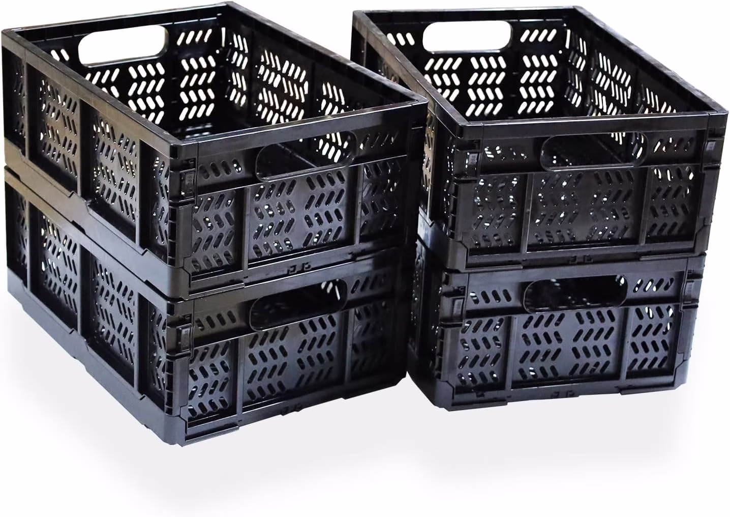 4-Pack Plastic Storage Crates,20L Foldable Baskets,Collapsible Crates, Storage Baskets and Bins for Toys, Home Storage, Office Products, Christmas Gifts, Easter Eggs (Black)