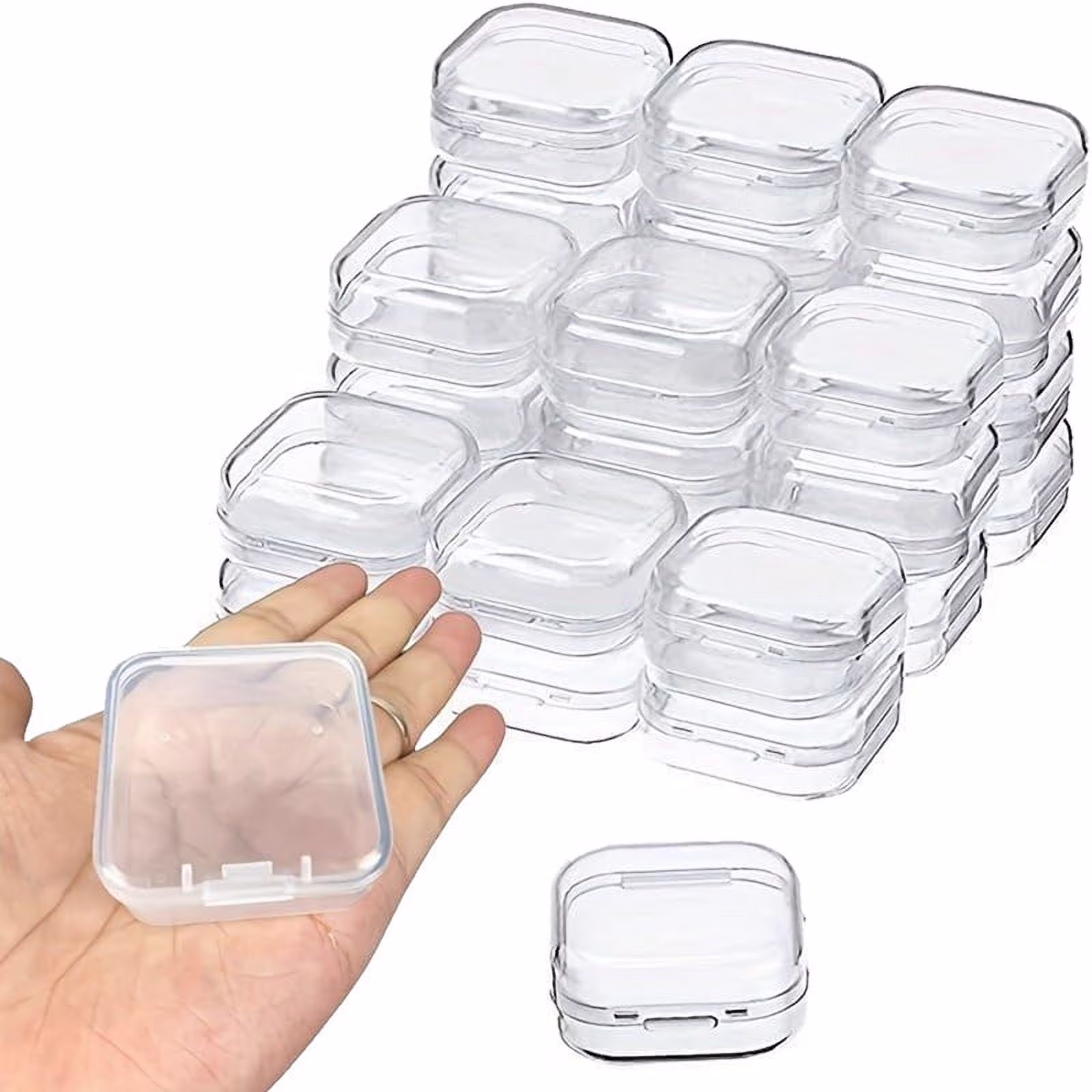 30 Packs Clear Small Containers Transparent Storage Box with Hinged Lid for Sma 1438