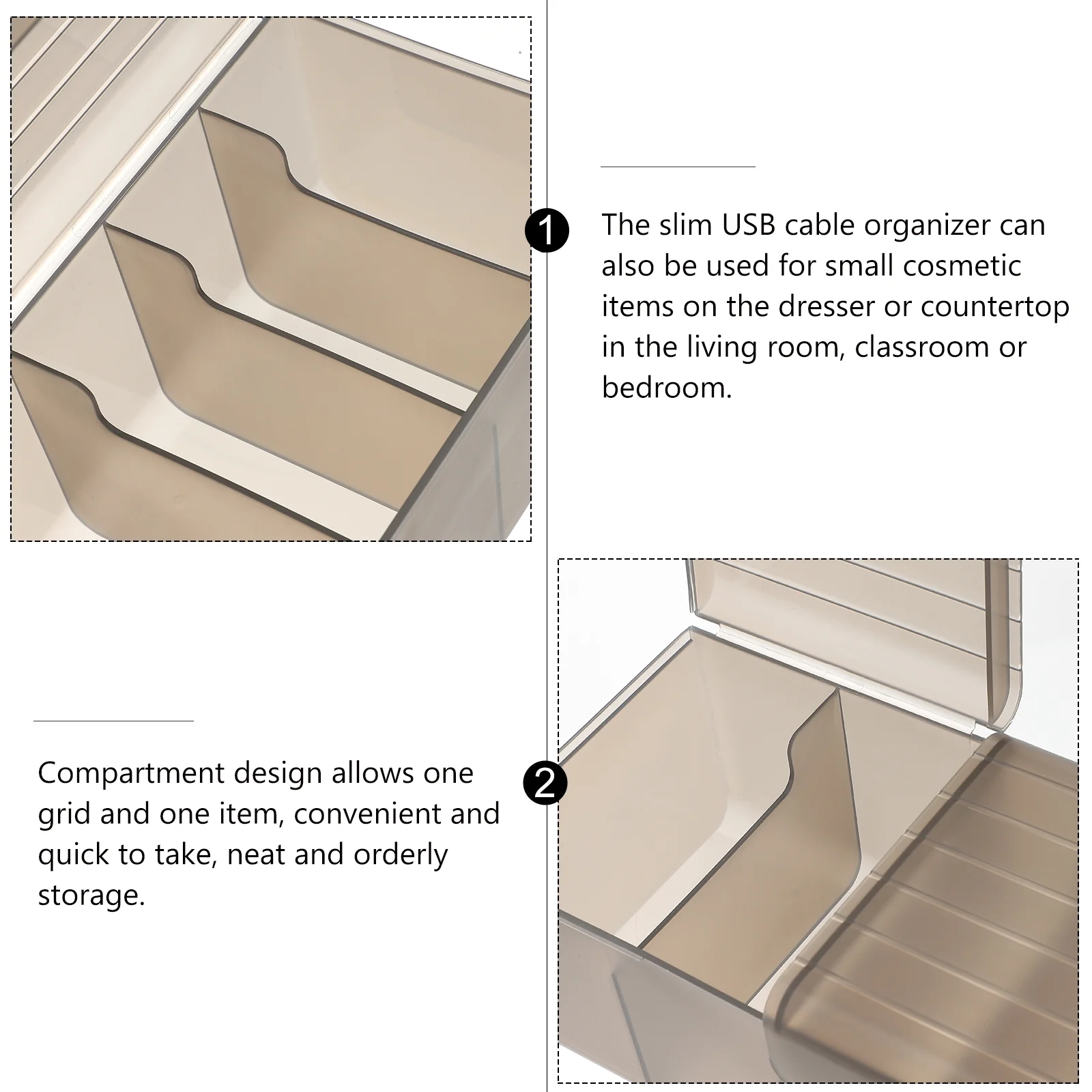 Large Cover Storage Box Slim USB Cable Organizer Cord Case Travel
