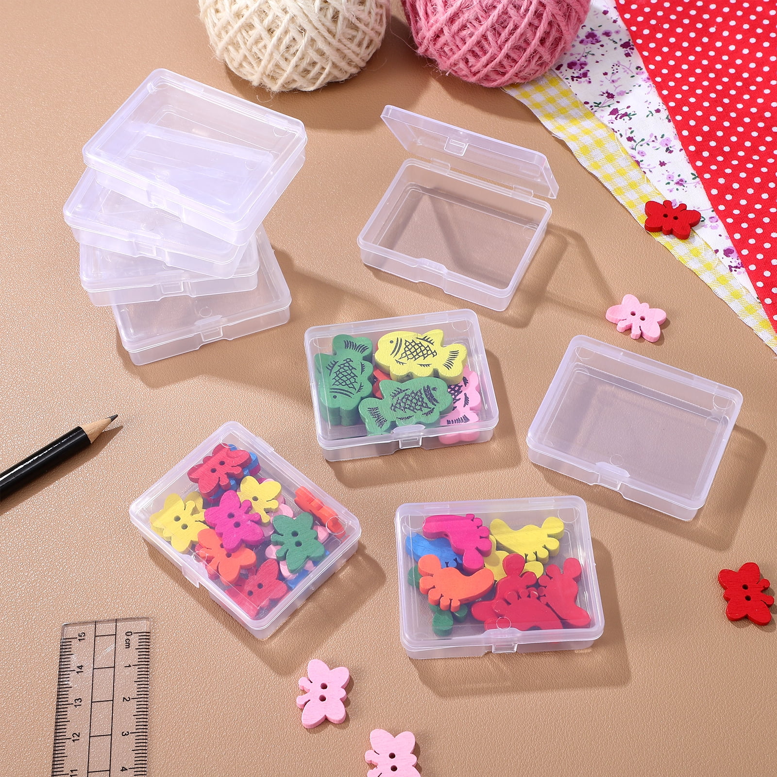 96 Pcs Mini Plastic Boxes Bead Storage Boxes Universal Packaging Boxes Clear Plastic Cases