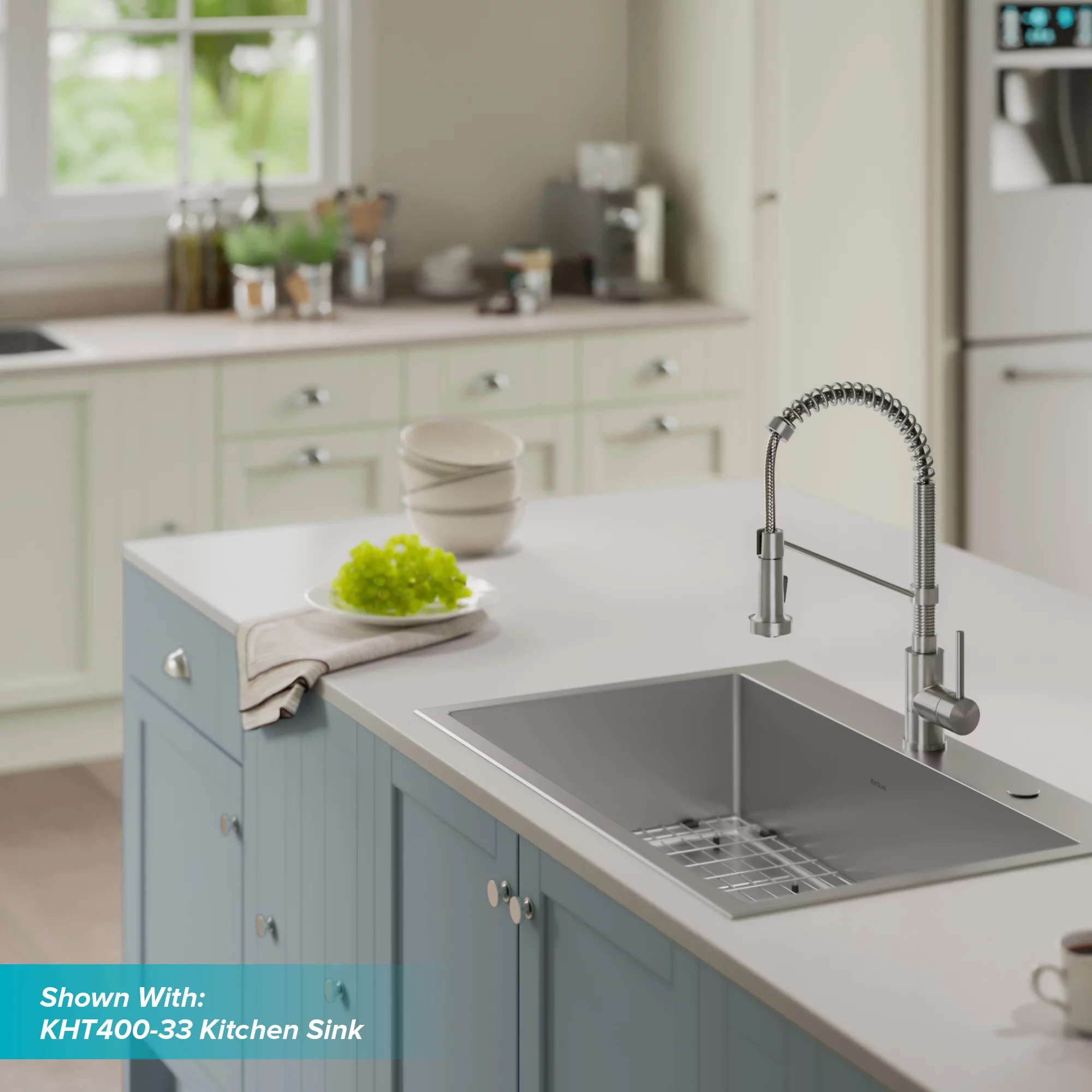 Kraus Bolden™ Single Handle 18-Inch Commercial Kitchen Faucet with Dual Function Pull Down Sprayhead in Stainless Steel Finish