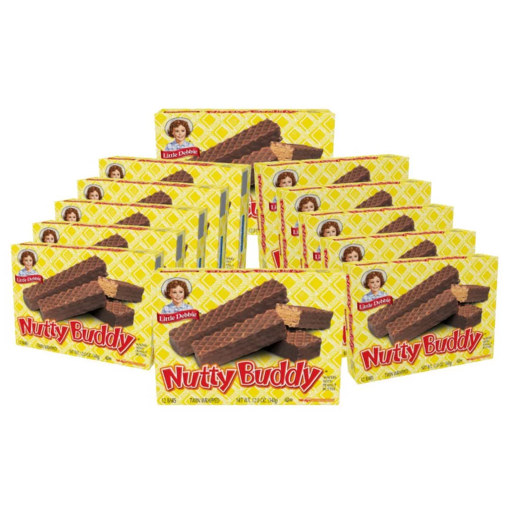 Little Debbie Nutty Buddy Peanut Butter Wafer Bars, (12-Boxes)