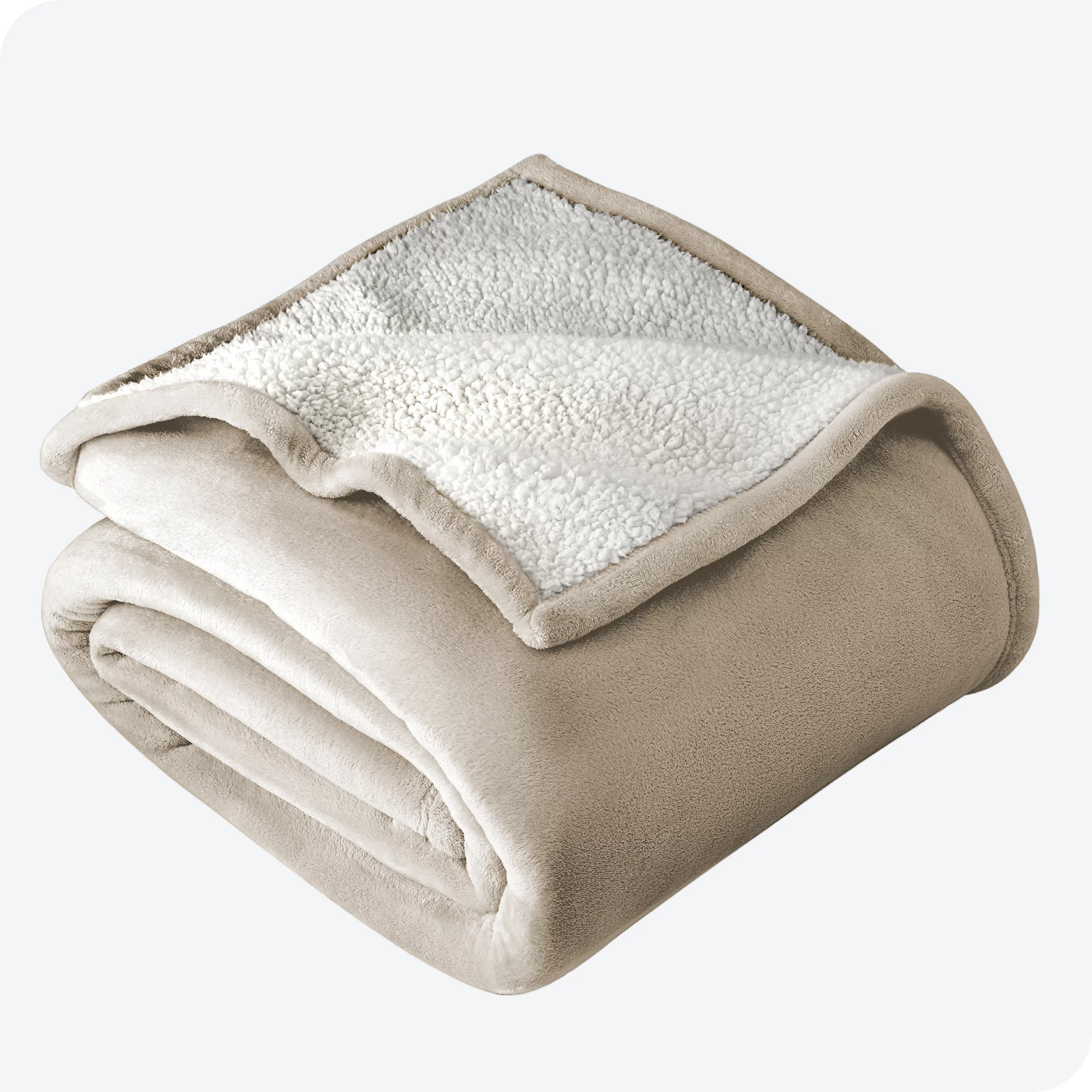 Bare Home Plush Sherpa Bed Blanket - Fluffy & Soft - Reversible - Lightweight - Twin/Twin XL, Oyster