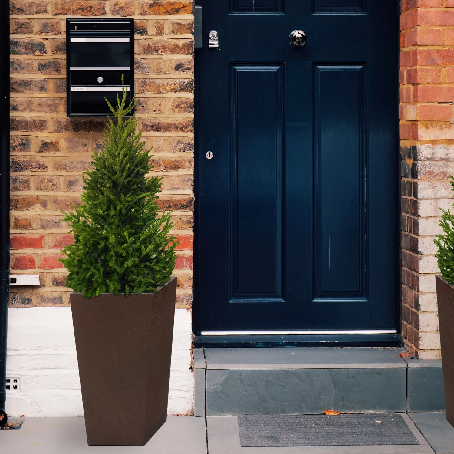 LuxenHome Rustic Brown MgO 24.2in. H Tall Tapered Planter