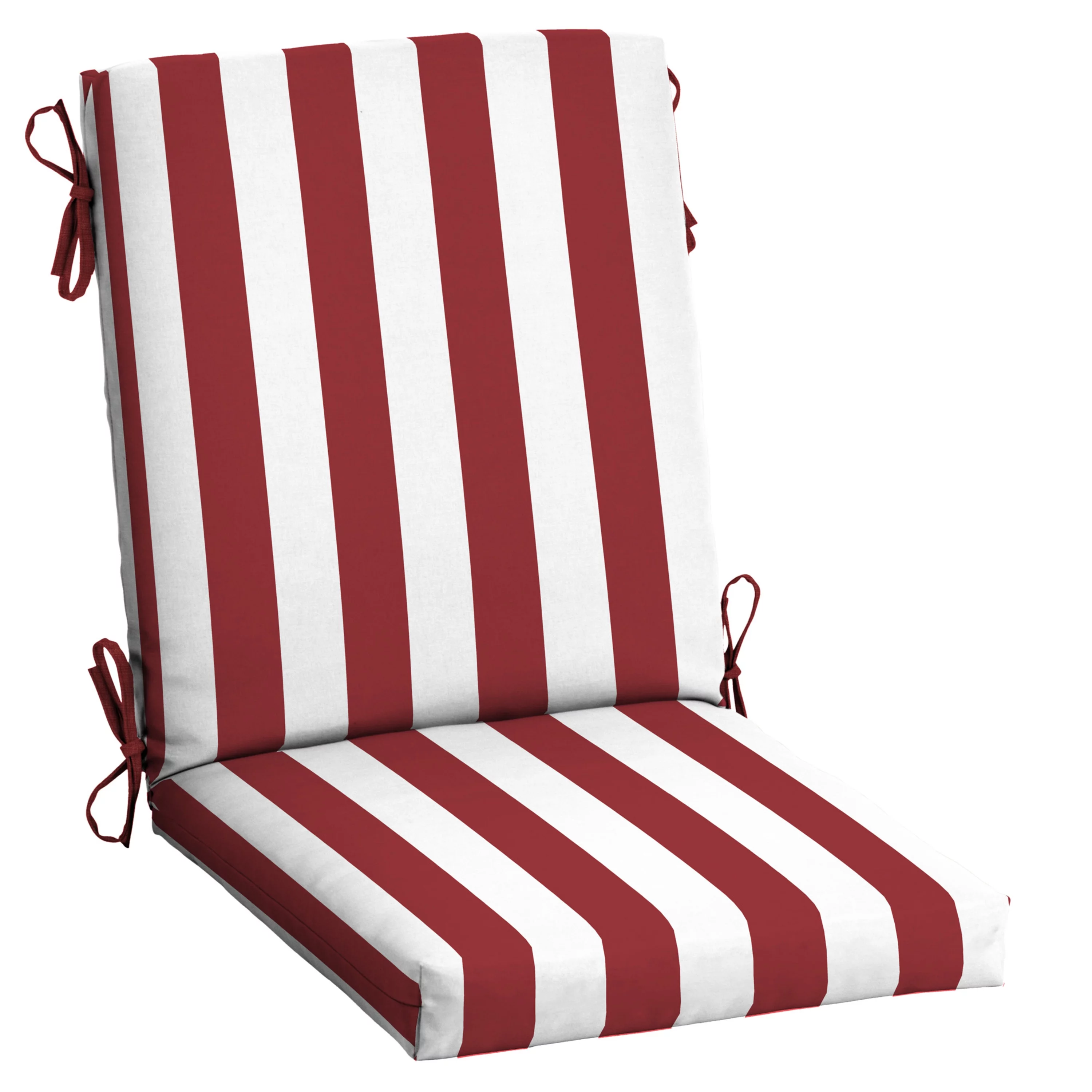 Arden Selections Outdoor Dining Chair Cushion 20 x 20, Ruby Red Cabana Stripe