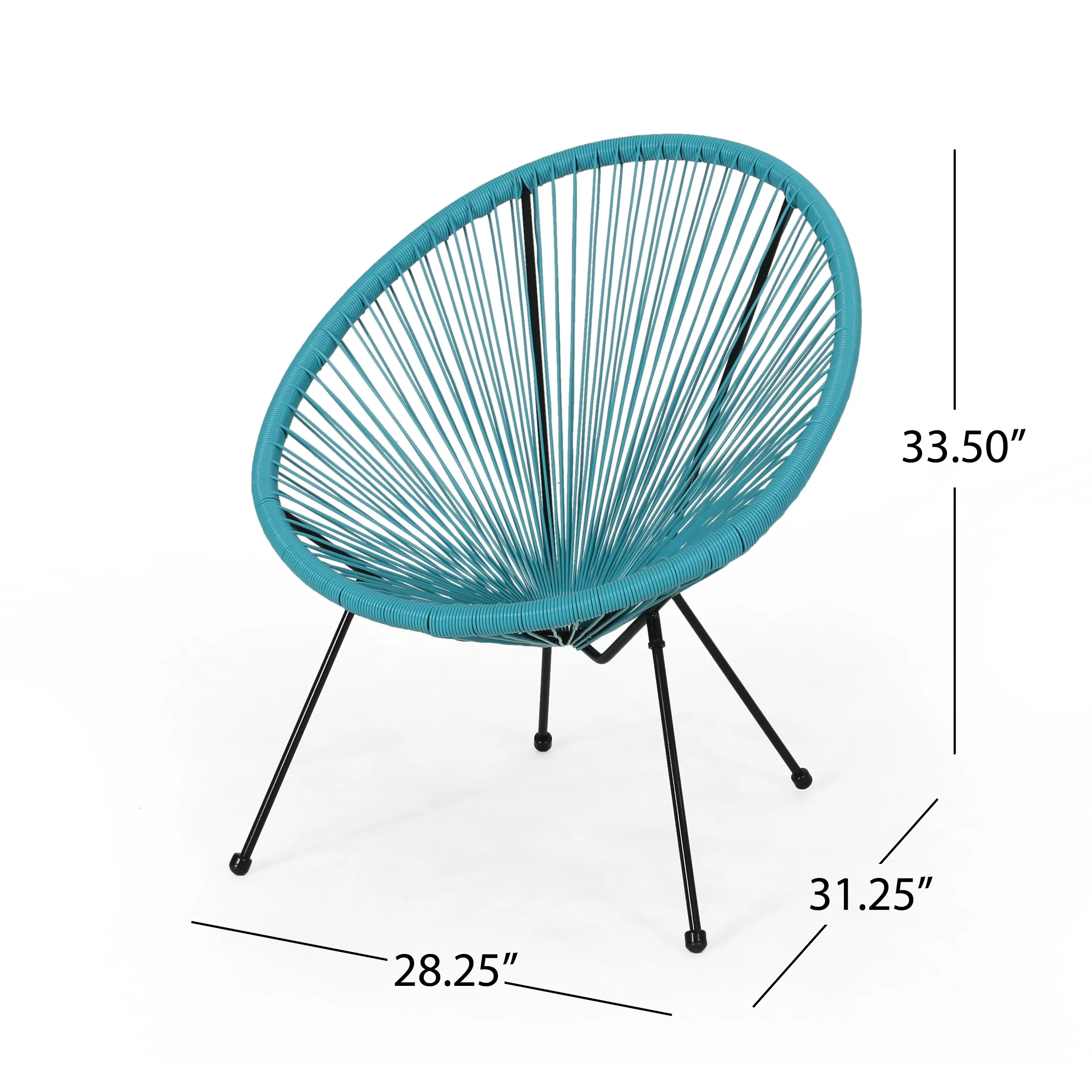 Beckett Faux Rattan Woven Acapulco Outdoor Accent Chair, Teal and Black