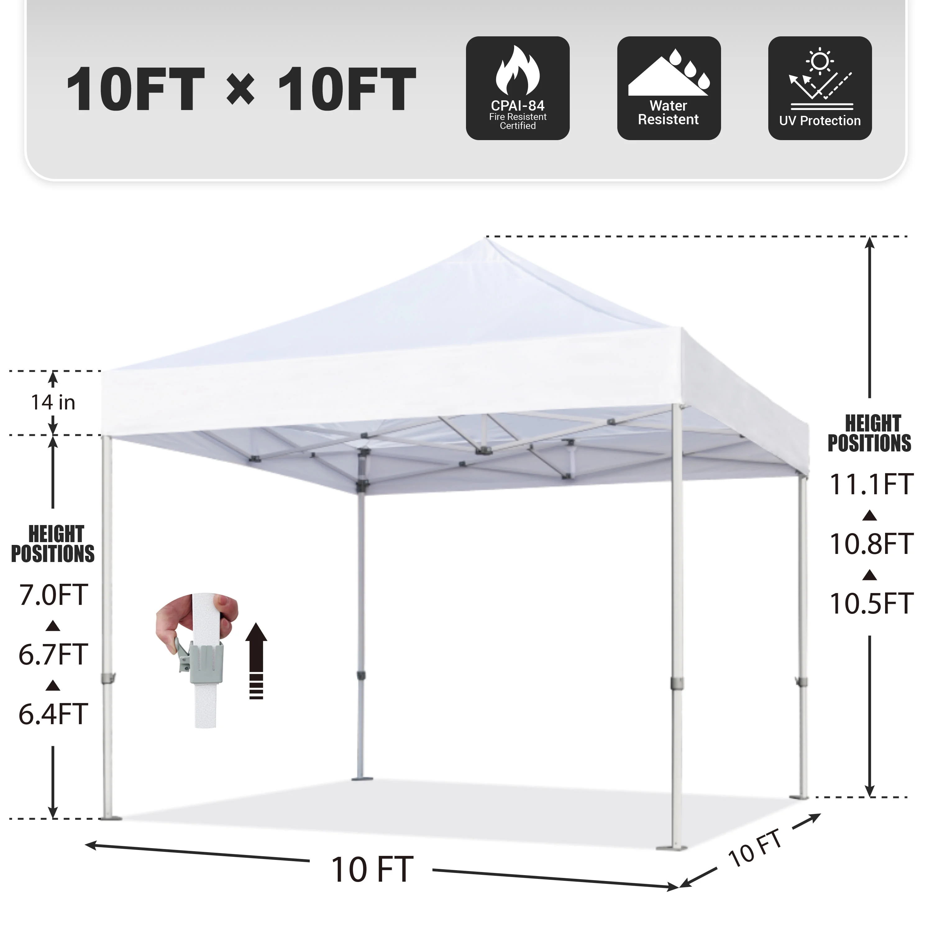 Eurmax 10x10 Ez Pop Up Canopy Tent Commercial Instant Canopies with Heavy Duty Roller Bag,Bonus 4 Weight Sandbags(Edge Black)
