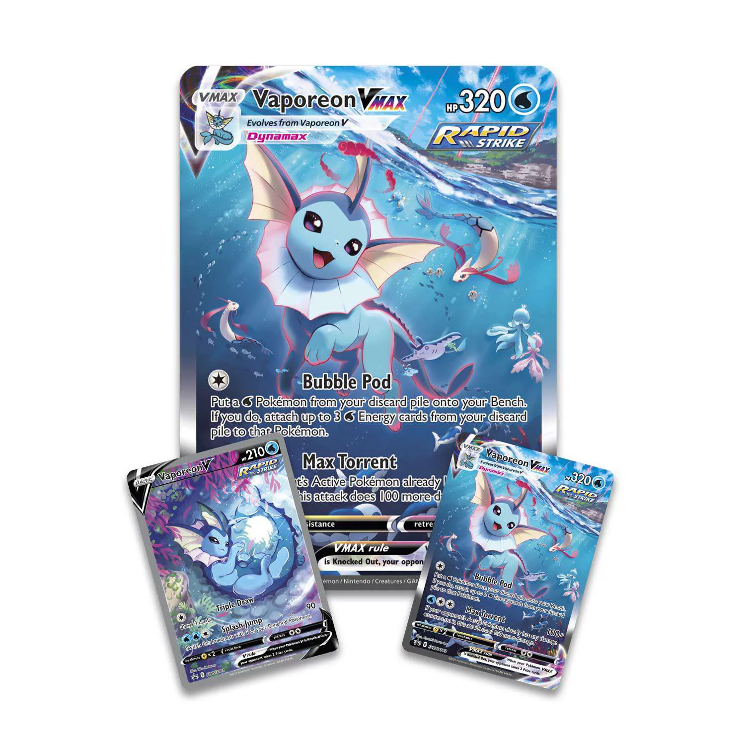 Pokemon Eevee Evolutions Vaporeon VMAX Premium Collection (6 Booster Packs, Promo Card, Oversized Card, Coin, Pin & More)