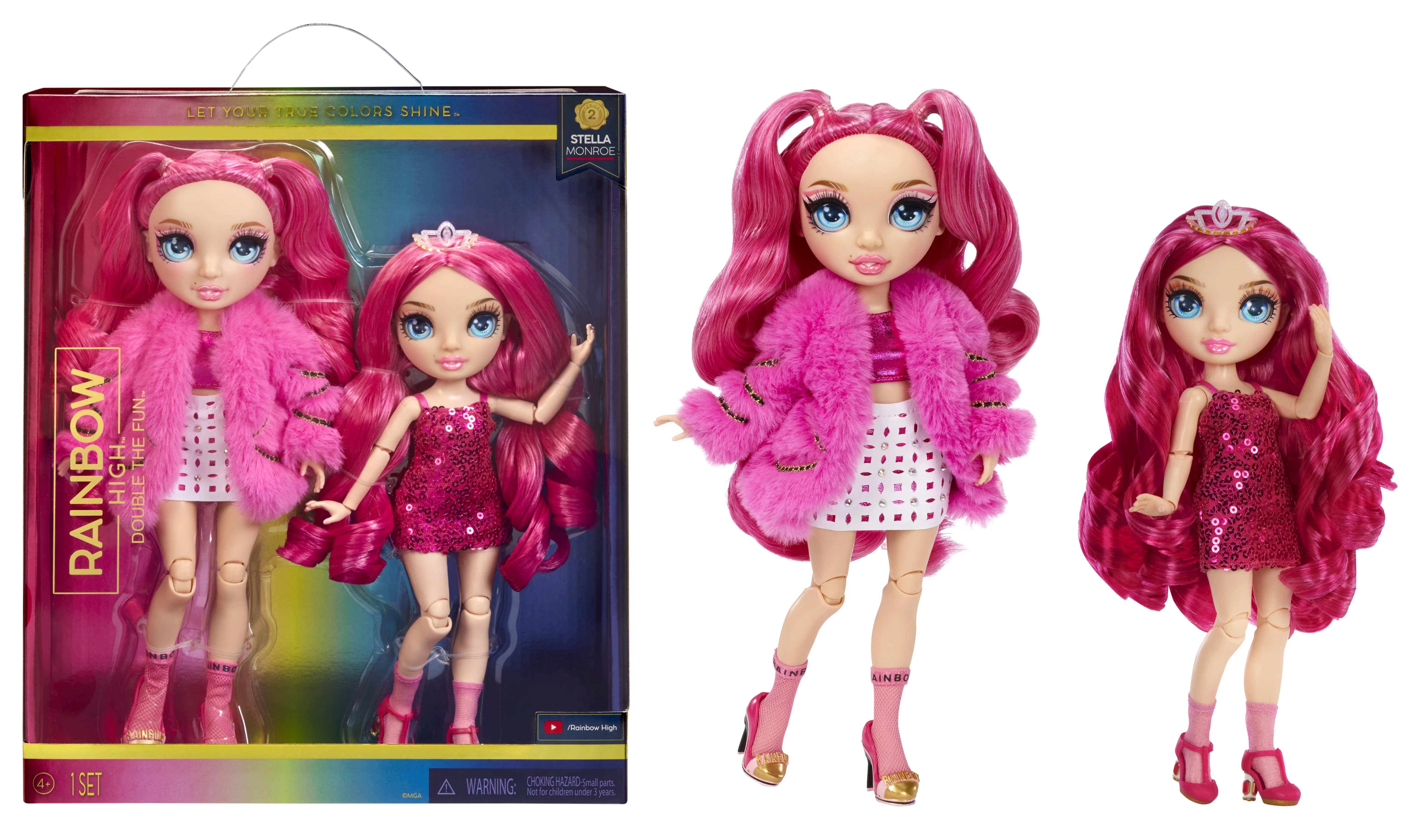 Rainbow High Stella 2 Pack, Pink Fashion Dolls, Pink Hair, 9in Jr High Dolls, Walmart Exclusive