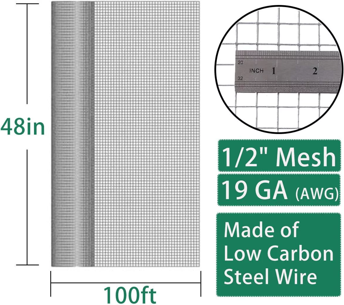 Hardware Cloth 23 Gauge,1/4in,48in×100ft - After Welding Chicken Wire Fencing Wire Mesh Roll