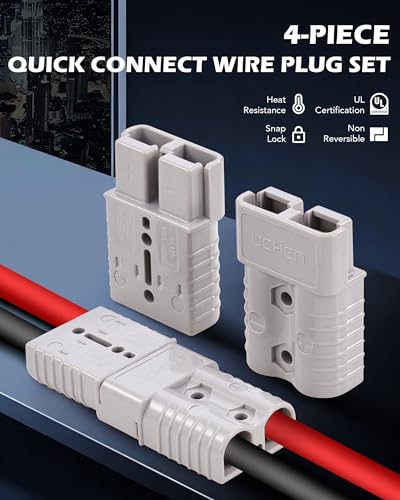 Orion Motor Tech Wire Connector 4 Pack, 175A Wire Harness Plug Kit for 2 to 4 Gauge Cables, 12V to 36V Battery Quick Connect Disconnect Set for Car Bike ATV Winches Lifts Motors More, Set of 4, Red