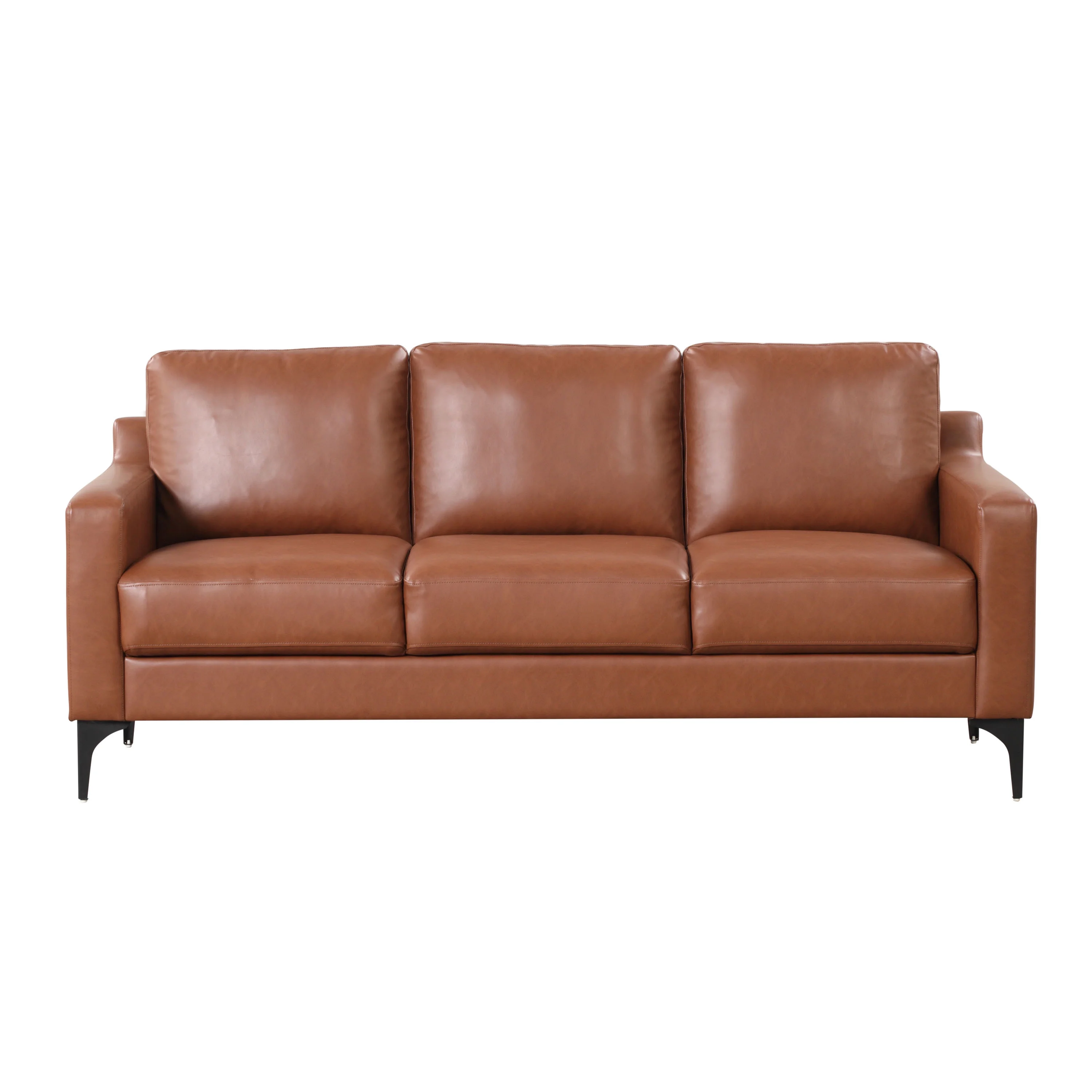 Serta Hemsworth Mid-Century Modern Style Sofa, Brown Faux Leather
