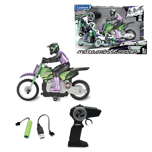 Lexibook RC18, Crosslander radio road motorcycle, up to 12km/h, perfect balance, light effects, crazy skids, fast acceleration, ergonomic remote control, rechargeable