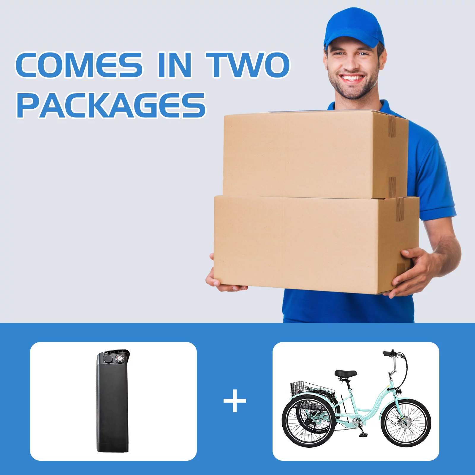 Lilypelle Electric Tricycle ,3 Wheel Motorized Bicycle,with 350W Motor 36V 10.4AH Lithium Battery ,24