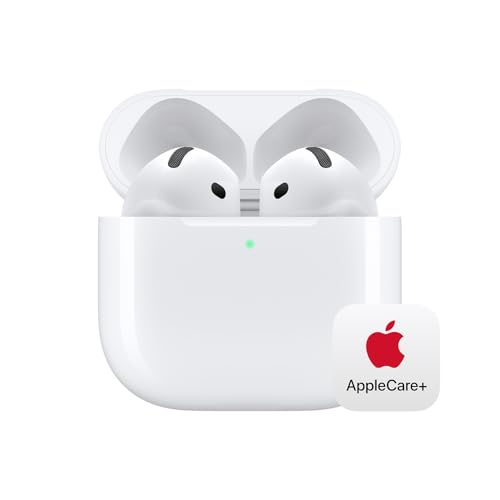 Apple AirPods 4 Wireless Earbuds, Bluetooth Headphones, Personalized Spatial Audio, Sweat and Water Resistant, USB-C Charging Case, H2 Chip, Up to 30 Hours of Battery Life, Effortless Setup for iPhone