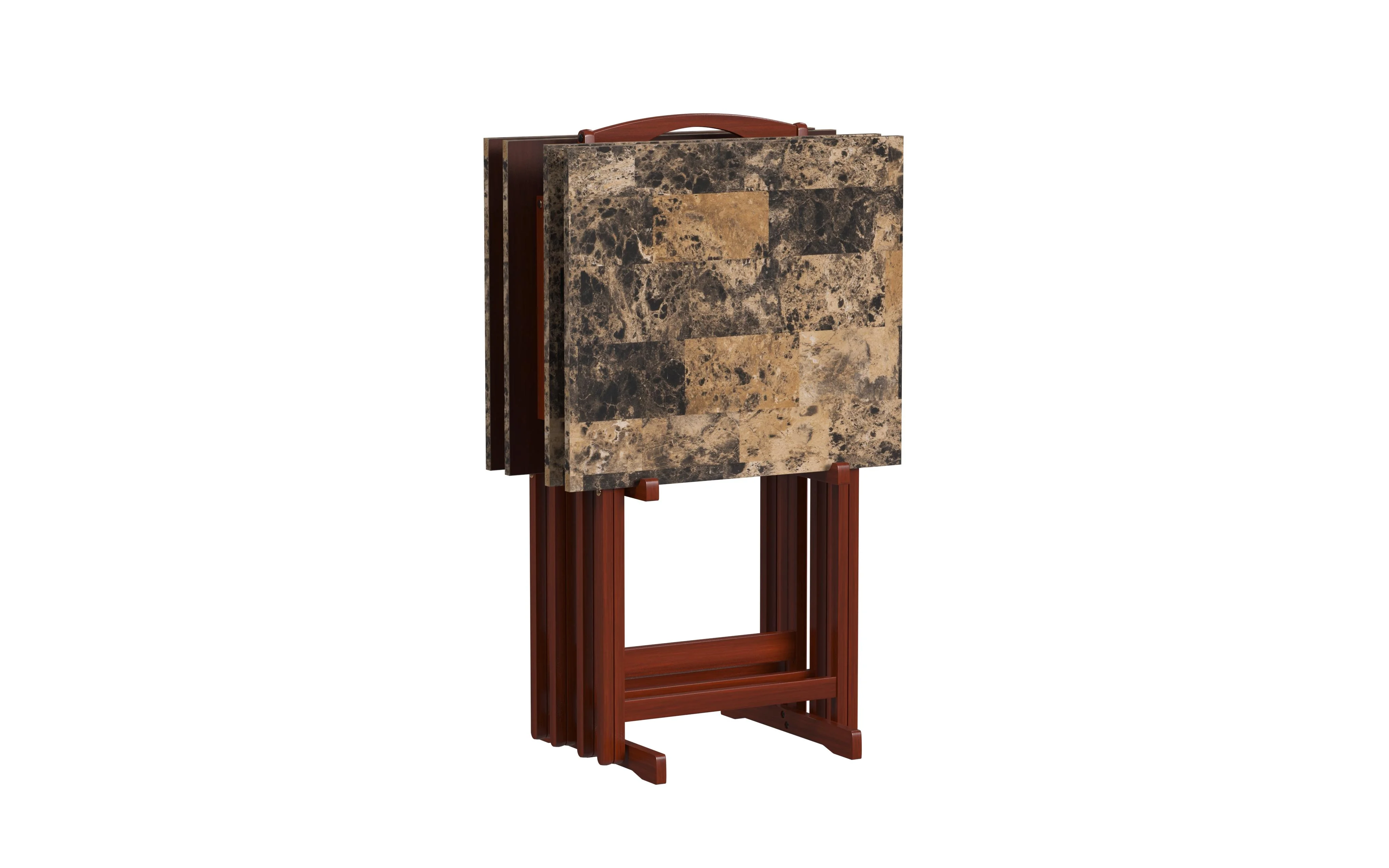 Hazel Grove Holton 5-piece Faux Marble Folding TV/ Snack Tray Table Set, Espresso