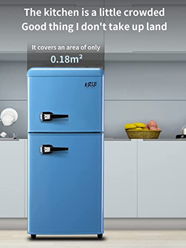 KRIB BLING Refrigerator 2 Door 7 Level Adjustable Thermostat Control Top-Freezer Refrigerator