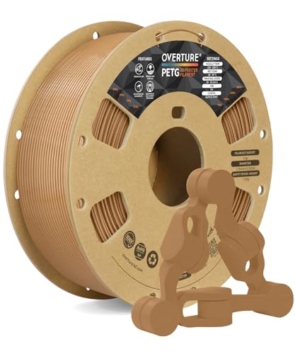 OVERTURE PETG 3D Printer Filament 1.75mm, Neatly Wound Durable PETG 2kg Spool (4.4lbs), Strong Toughness Filament, Dimensional Accuracy +/- 0.02mm, Fit Most FDM Printers (Black (2-Pack))